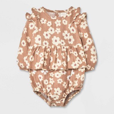 Grayson Collective Baby Girls' Floral Bubble Bodysuit - 0-3M