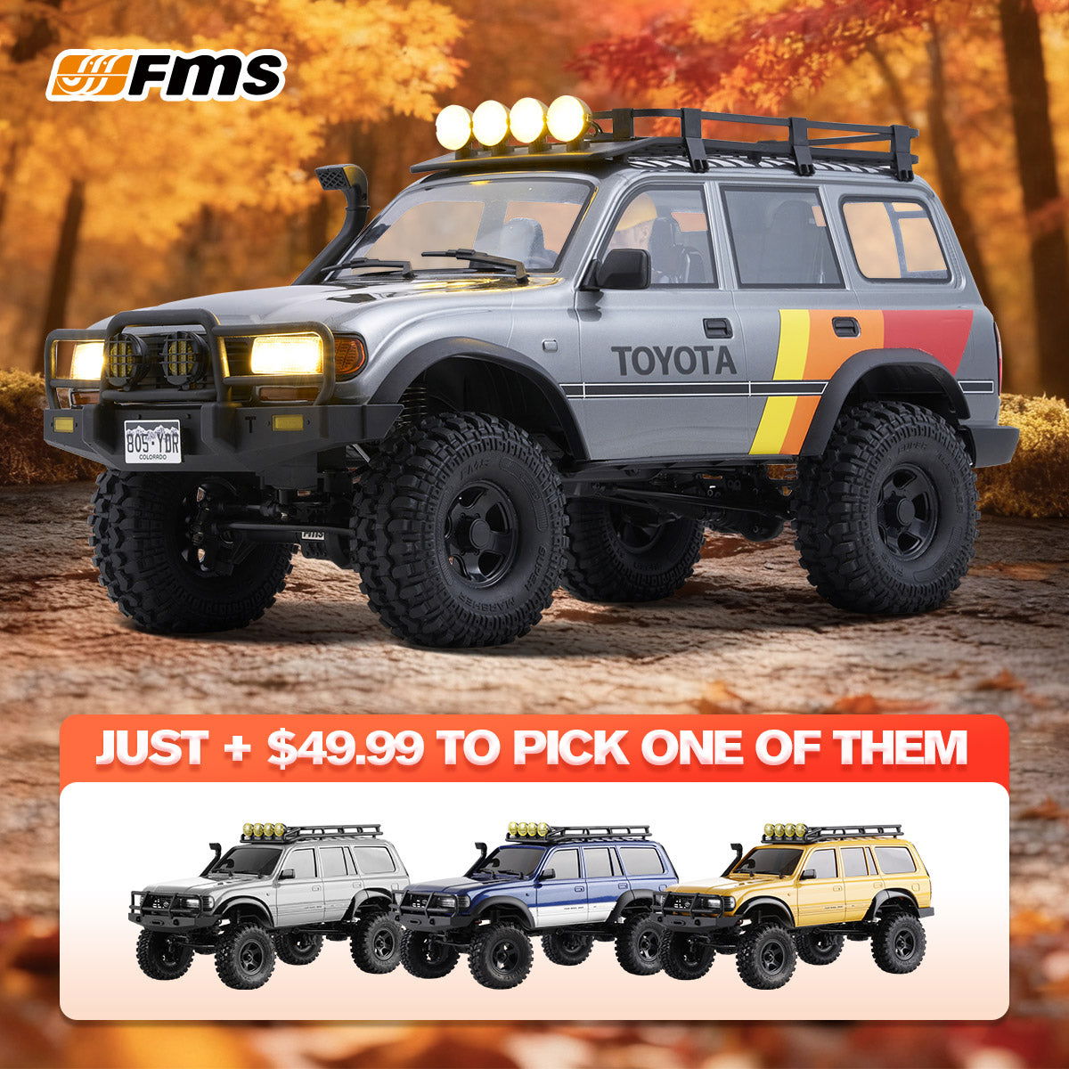 1:10 LC80 RC Crawler | RTR 4WD, Roof Rack, Lights