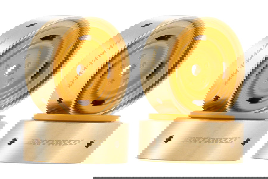 BATRAZZI 0.8" Aluminum 4-Slot Road Wheels Yellow 4pcs for SCX24/CR24/FCX24M (Discovery/Range Rover & Tacoma)