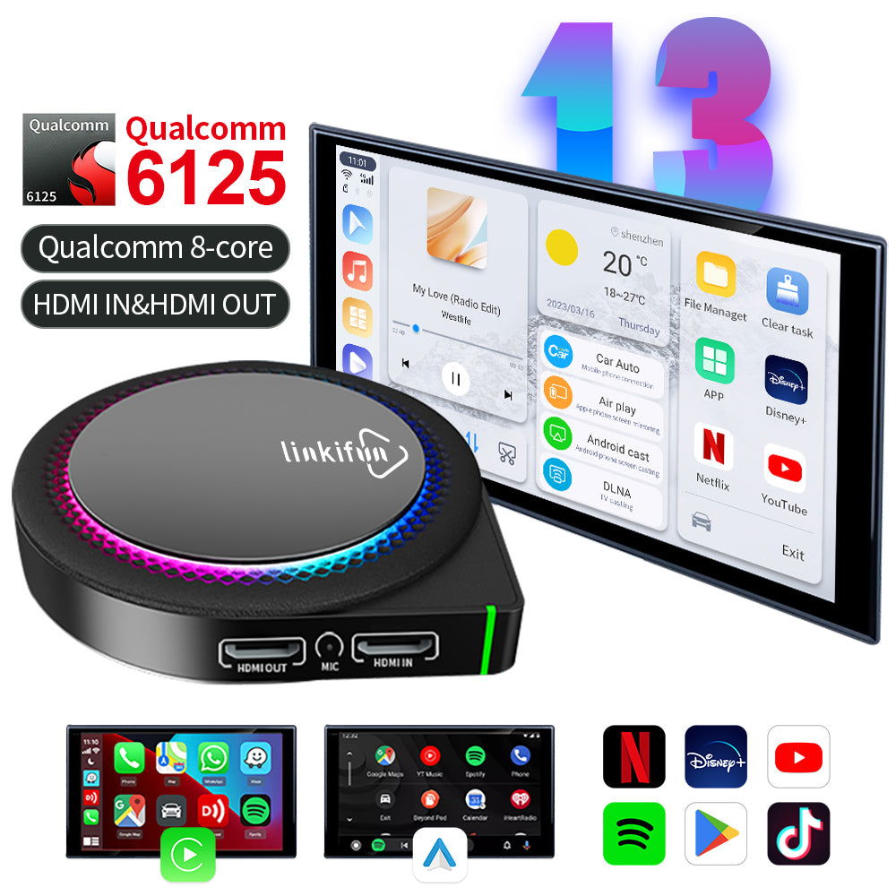 Linkifun GT6 Pro Android 13 Smart AI Box Wireless CarPlay/Android Auto