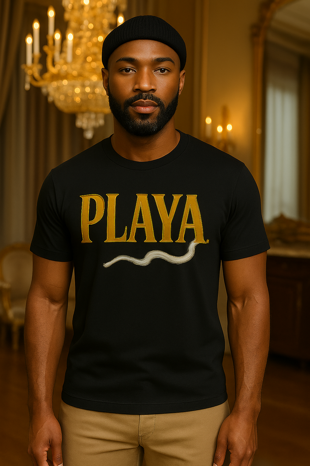 PLAYA™ Luxe Gold Tee – “Respect the Rhythm” Back Print Unisex t-shirt
