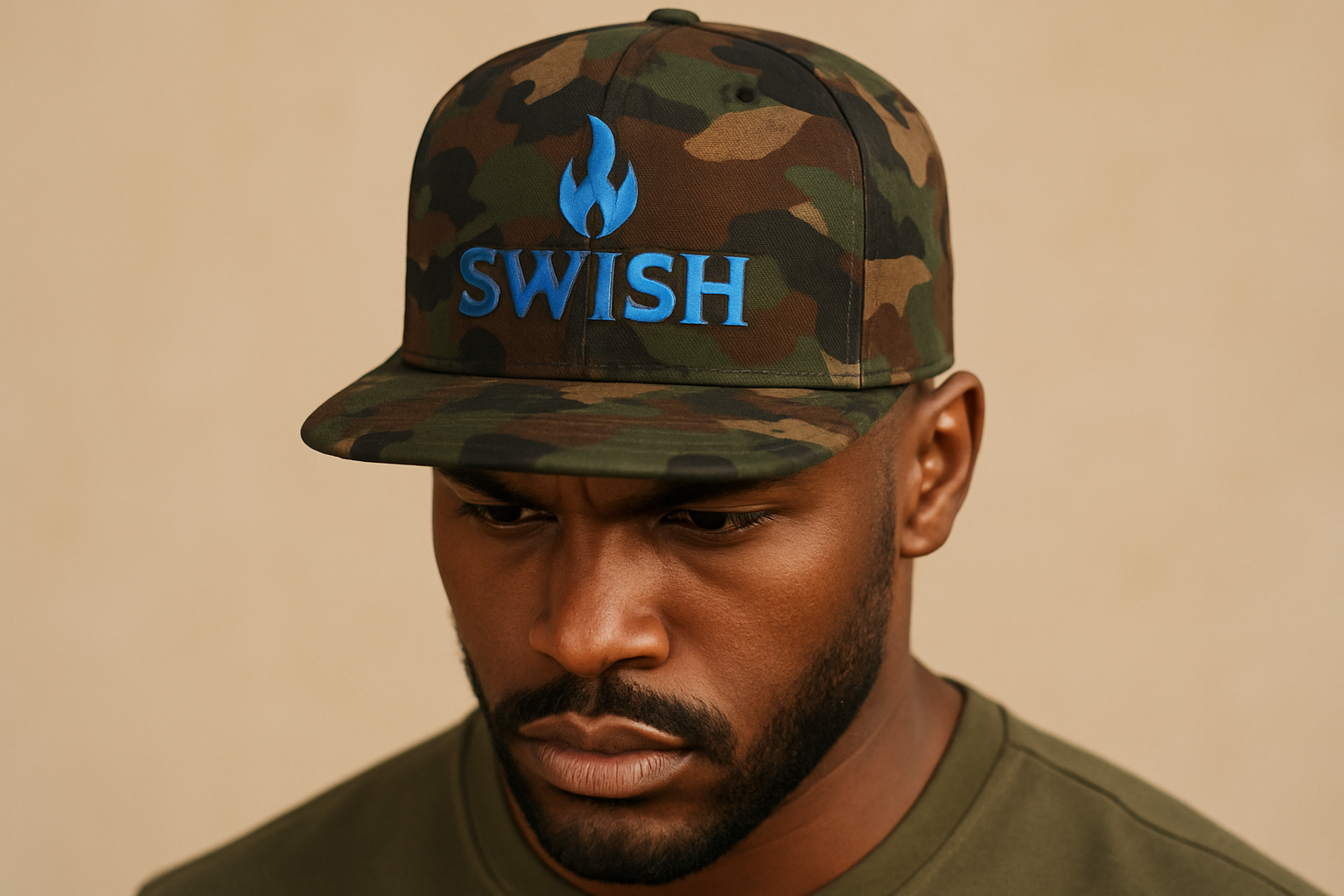 SWISH Luxe Snapback – Neon Blue Flame Edition
