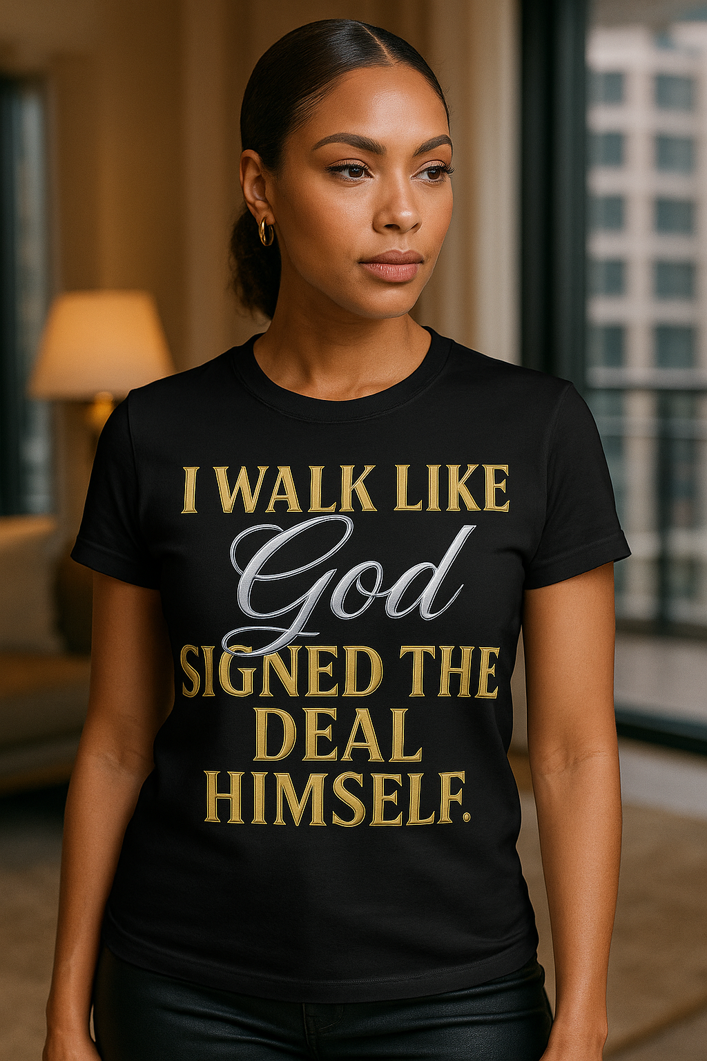 I Walk Like God Signed the Deal Himself™ – Luxe Statement Tee (Unisex)