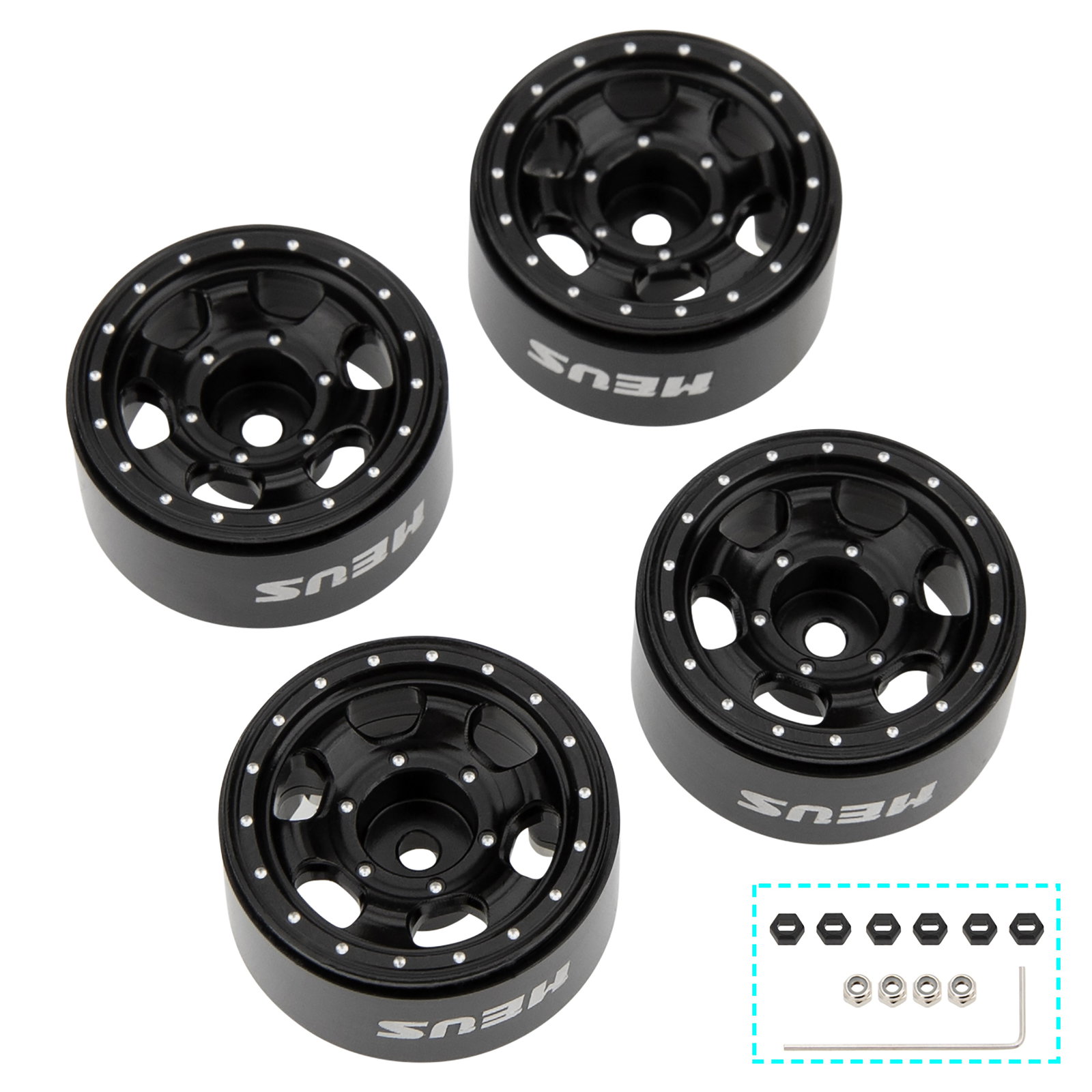MEUS Racing 0.7-inch Beadlock Wheels Rims Deep-Dish Wheel for 1/30 Axi