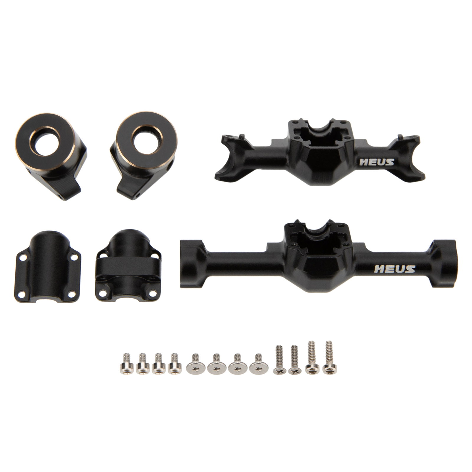 MEUS Racing SCX30 Axle Housing with Diff Covers and Steering Knuckles