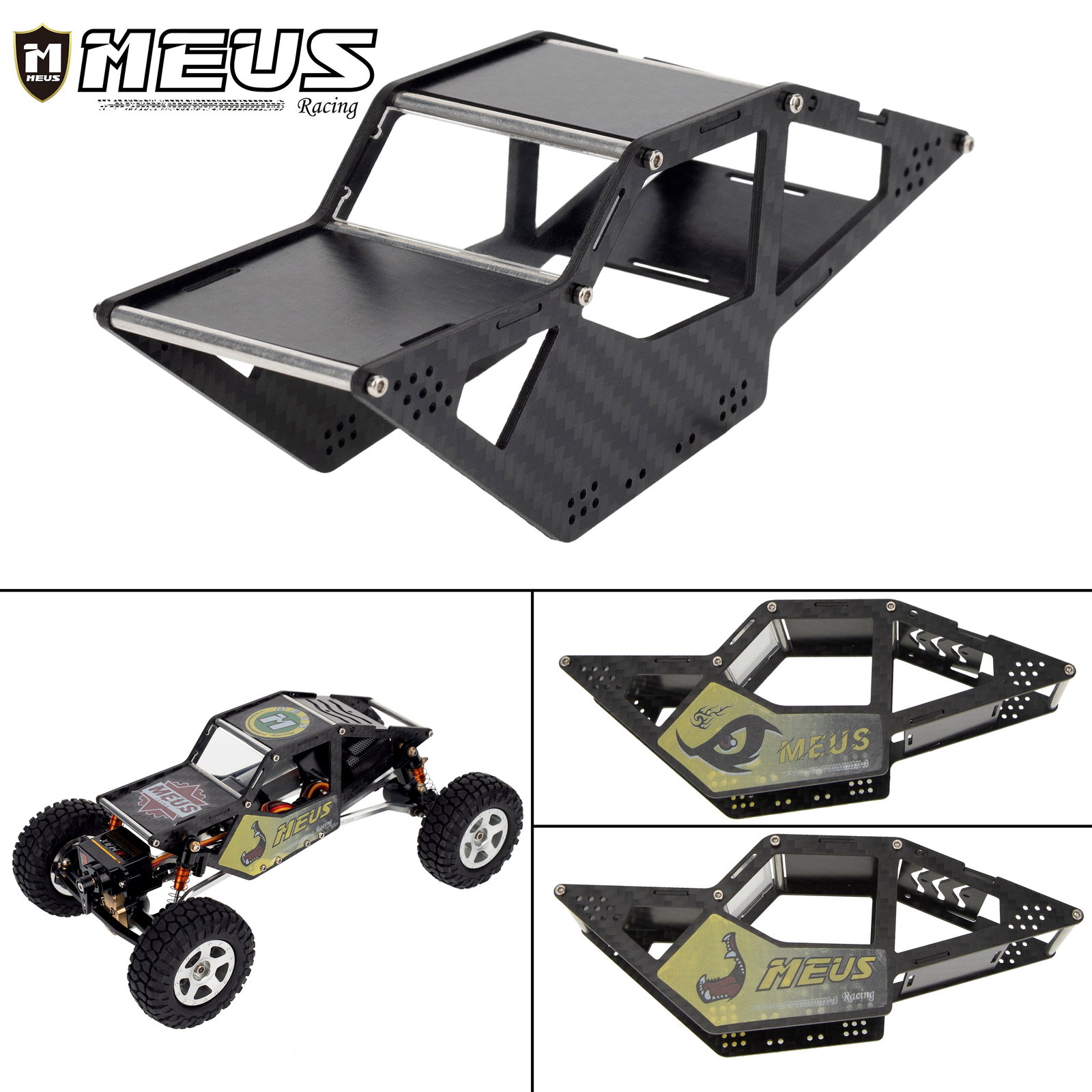 Meus Racing Carbon Fiber Cage Body Shell for 1/24 SCX24 C10 JLU Ford B