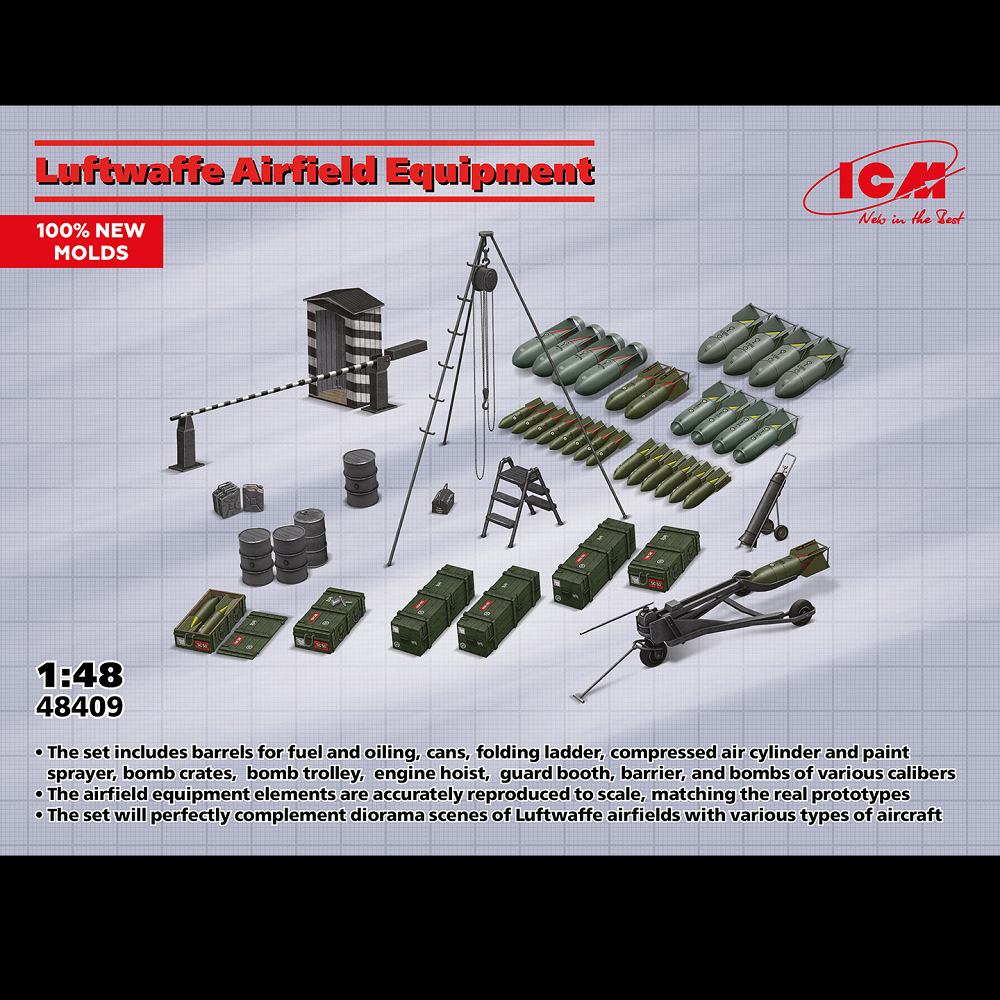 ICM Luftwaffe Airfield Equipment | 1:48 Scale WWII Model Kit