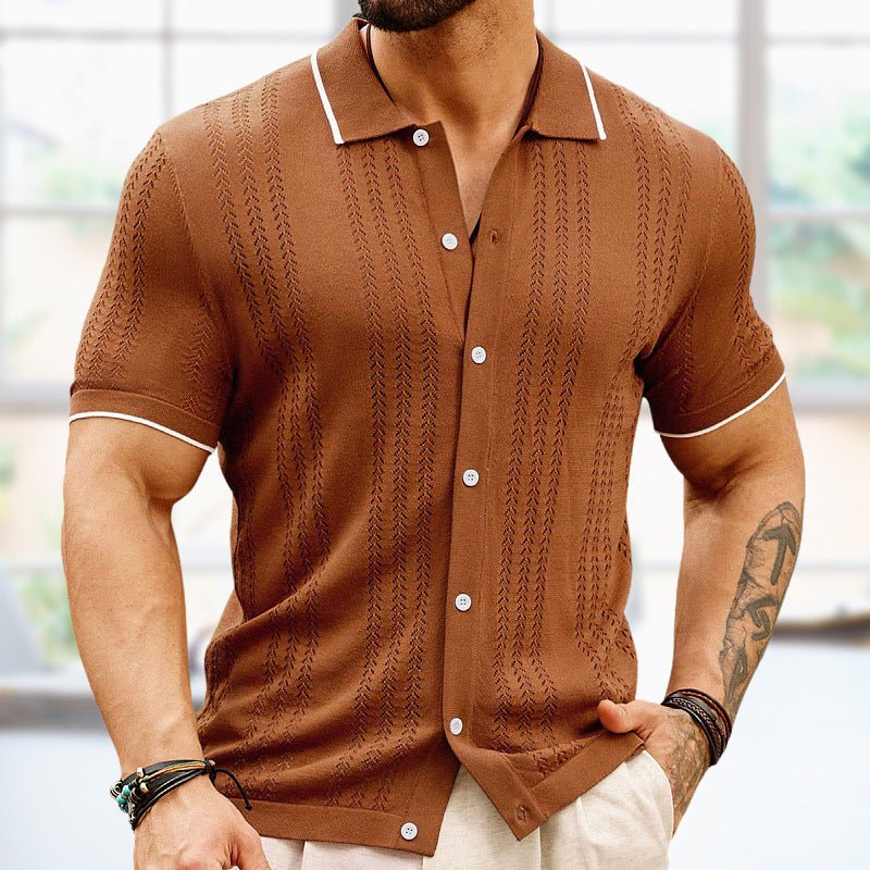 Short-sleeved Polo Shirt Summer Button Lapel Top Fashion Business Men'