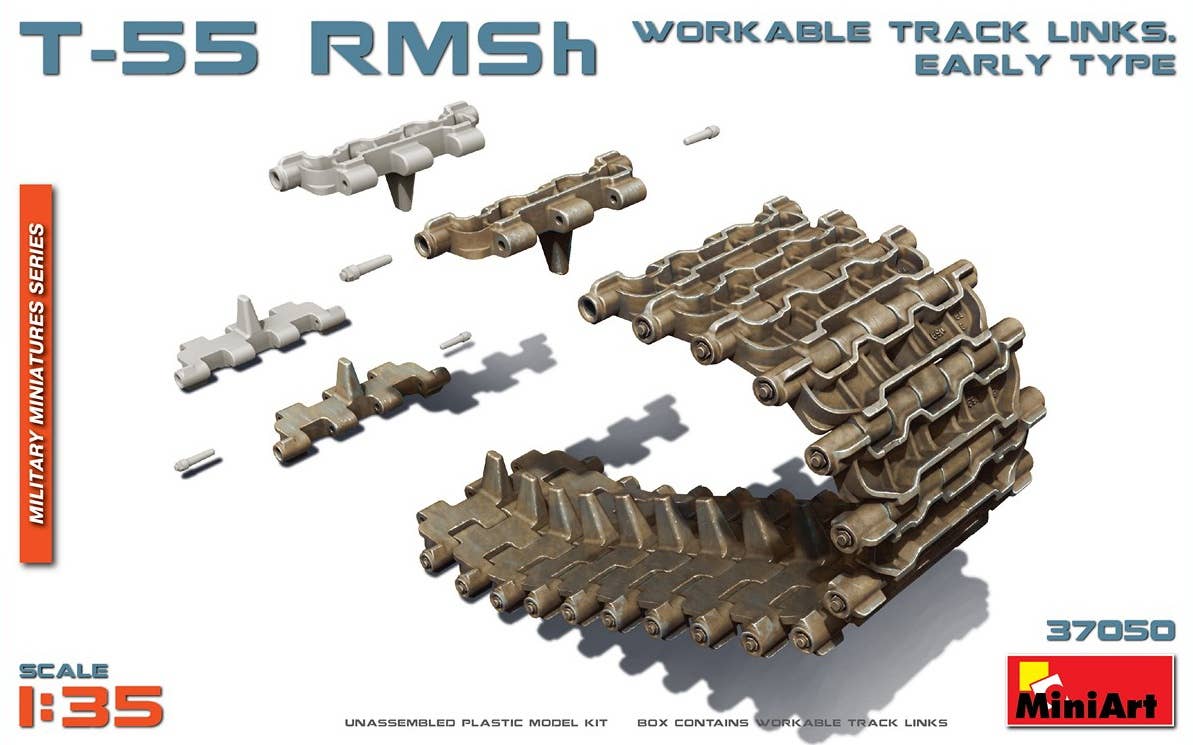 [37050] 1/35 T-55 RMSh Workable Track Links. Early Type Model Kit(4820183311740)