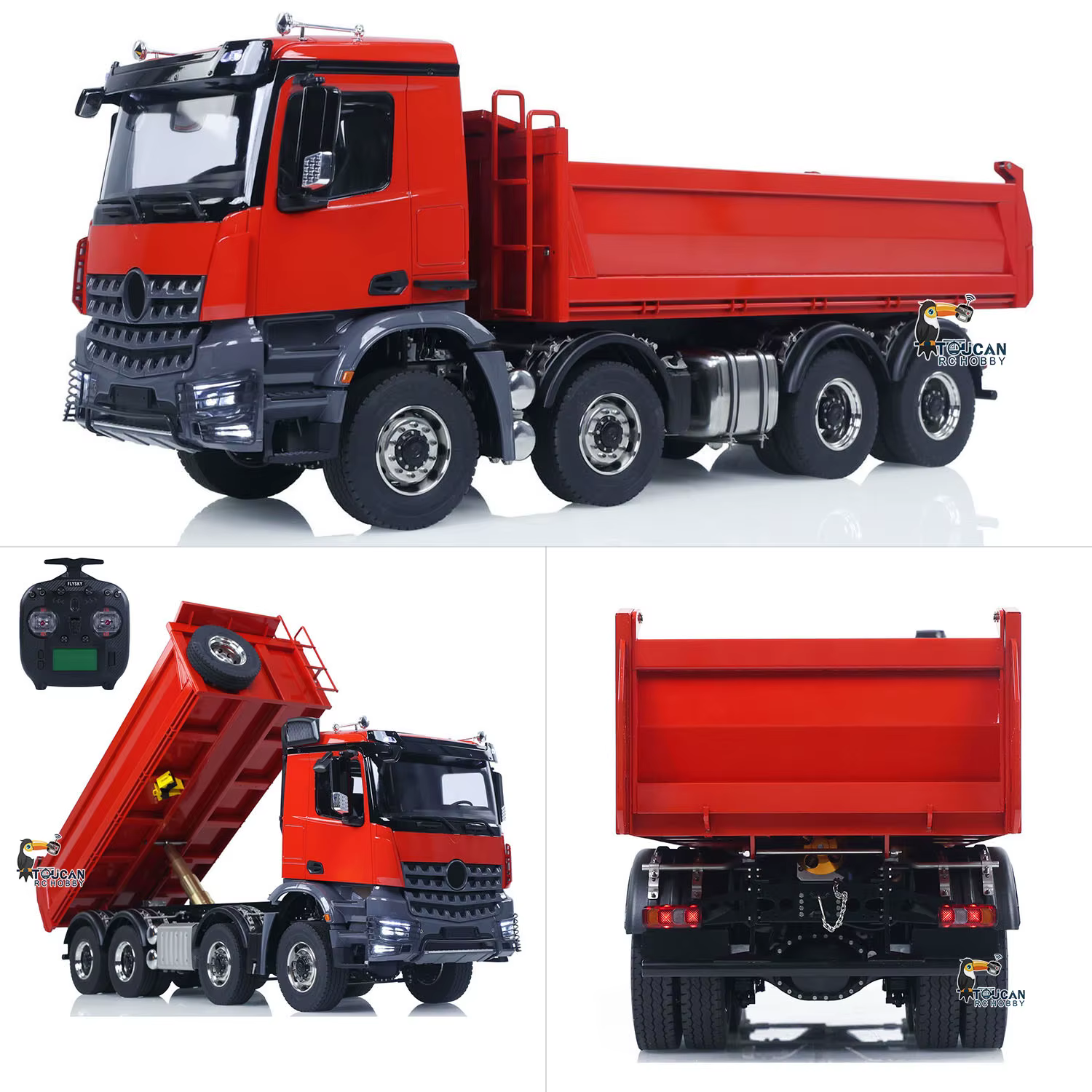 1/14 8x8 3 Speed Transmision RC Hydraulic Dump Truck Metal Finished Remote Control Tipper Car  with Sounds Lights Vehicle Toys