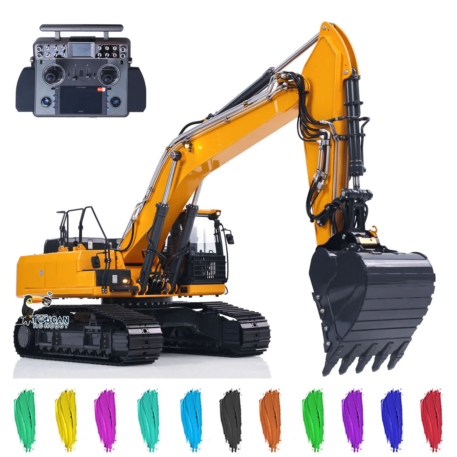 Toy Super Frog Metal 1/14 E400 RC Hydraulic Excavator Pro 9CH Valves 2Arm Radio Control Digger 3 Pump Frsky XE Radio Machine Car