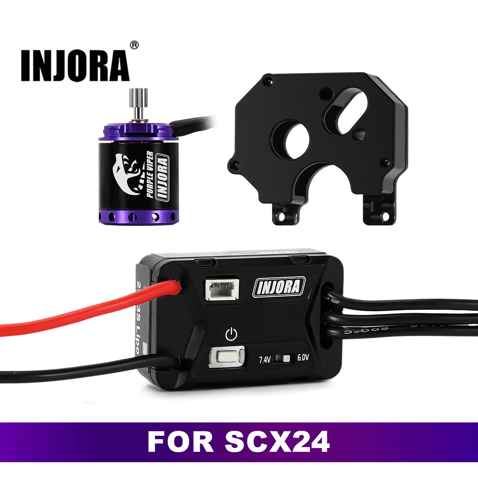INJORA MBL32 G2 Waterproof Brushless ESC and 1721 Purple Viper Outrunner Motor for 1/24 Axial SCX24