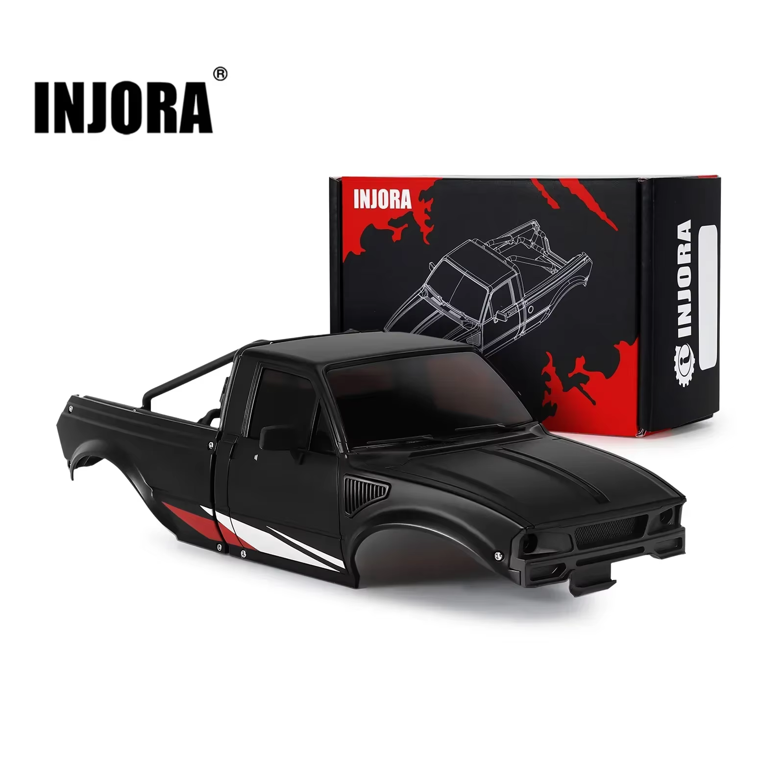 INJORA IR60 Pickup Hard Body Shell with Bed Rack for 1/18 RC Crawler TRX4M Defender Bronco