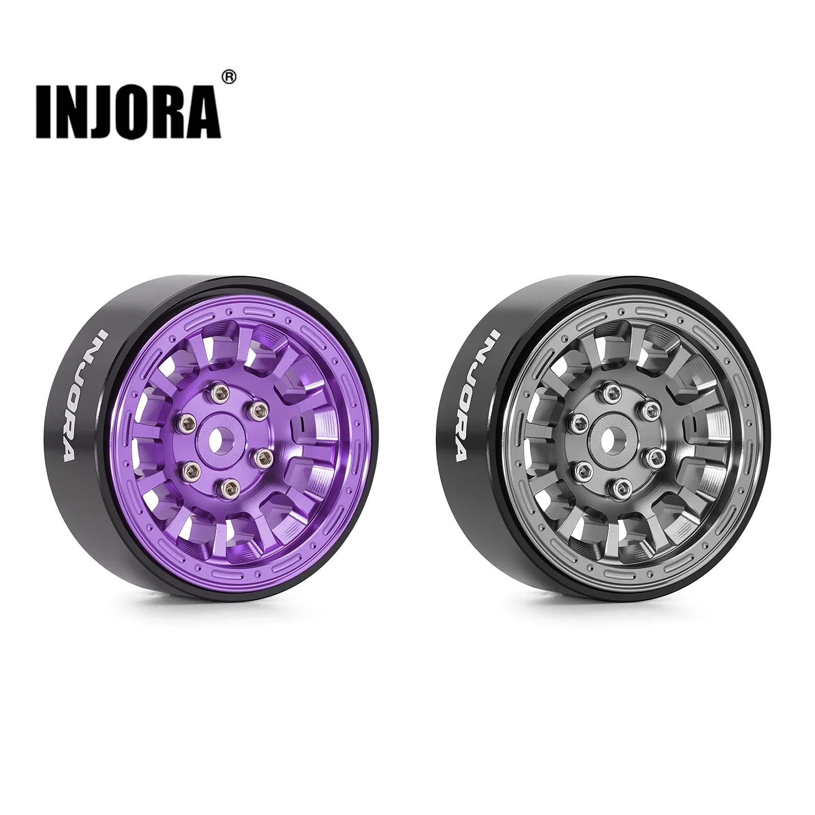 INJORA 1.3" Aluminum Beadlock Wheels for 1/18 1/24 RC Crawler (W1314)