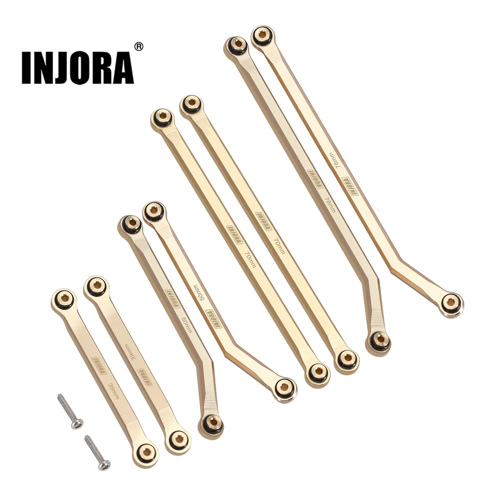INJORA 43g Heavy Brass High Clearance Chassis 4 Links Set for 1/24 RC Crawler Car Axial SCX24 Jeep Gladiator Dodge Power Wagon