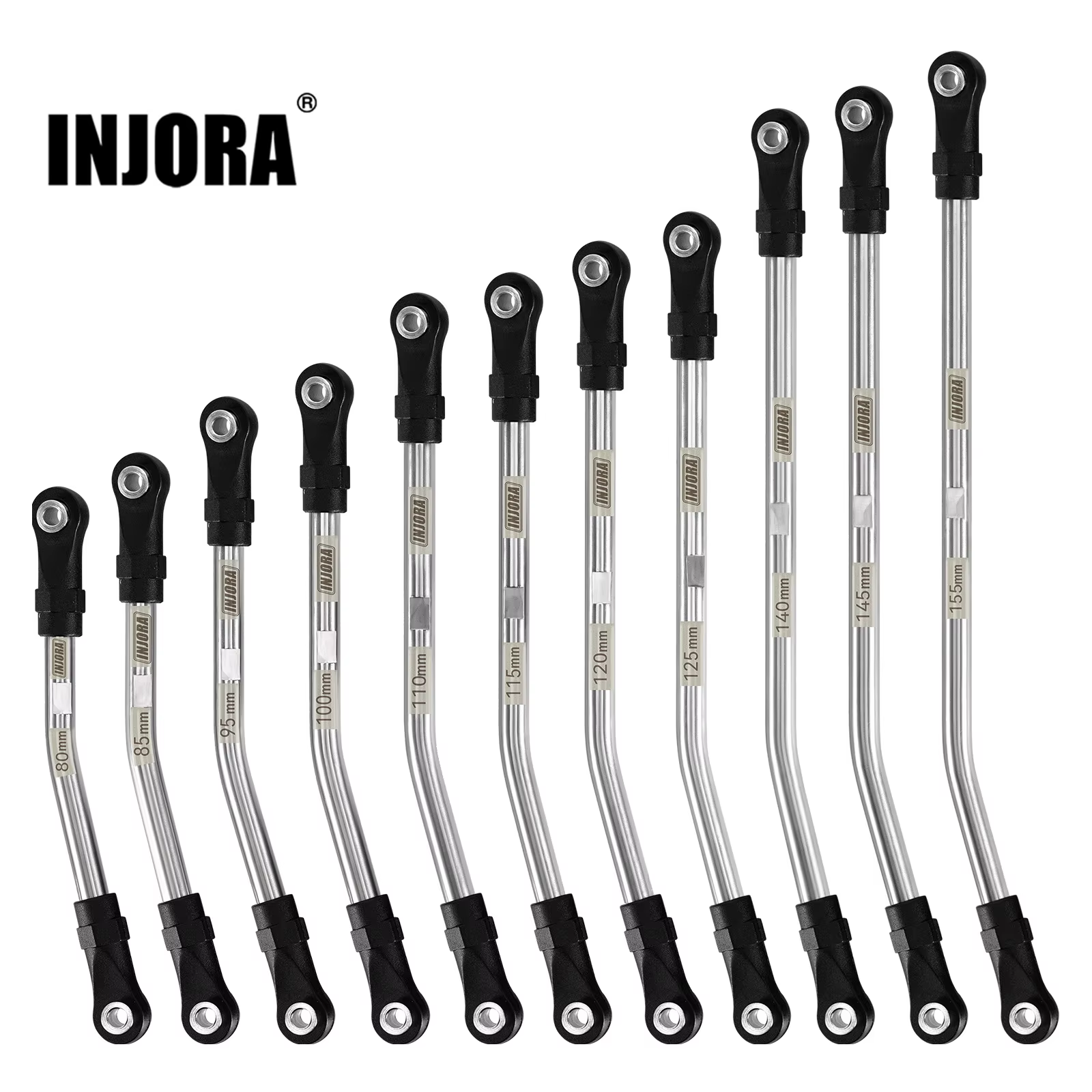 INJORA Stainless Steel High Clearance Links with Rod Ends for 1/10 RC Crawler Car TRX4 SCX10 II SCX10 III VS4-10