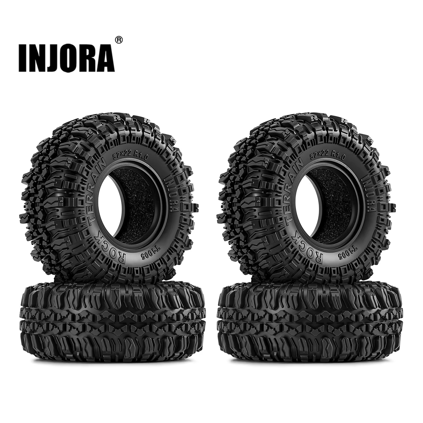 INJORA G2 57*22mm 1.0" Rock Terrain Tires for 1/24 1/18 RC Crawler (T1005)