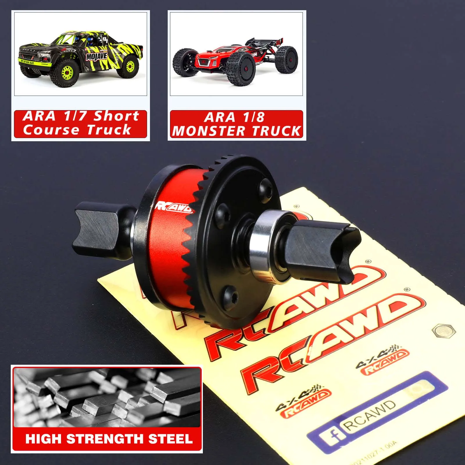 RCAWD Front Rear Diff 43T RTR Steel Differential Assembly for Arrma 1/7 1/8 6s FIRETEAM MOJAVE KRATON NOTORIOUS OUTCAST Upgrades