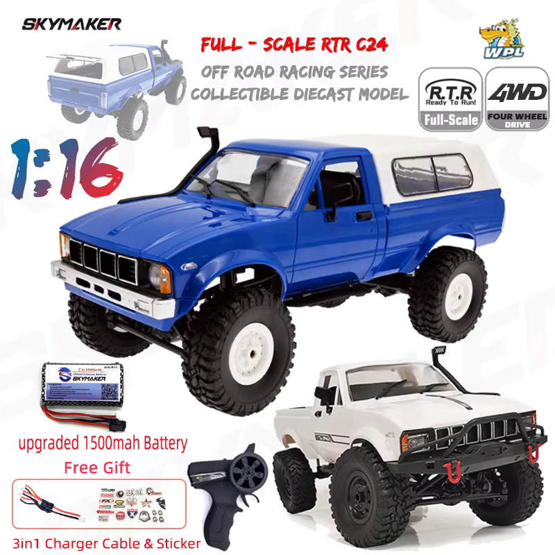 WPL C24-1 Full Scale RC Auto 1:16 2,4G 4WD Rock Crawler Elektrische Buggy Klettern Lkw LED Licht On-road 1/16 Für Kinder Geschenke Spielzeug - AliExpress 26