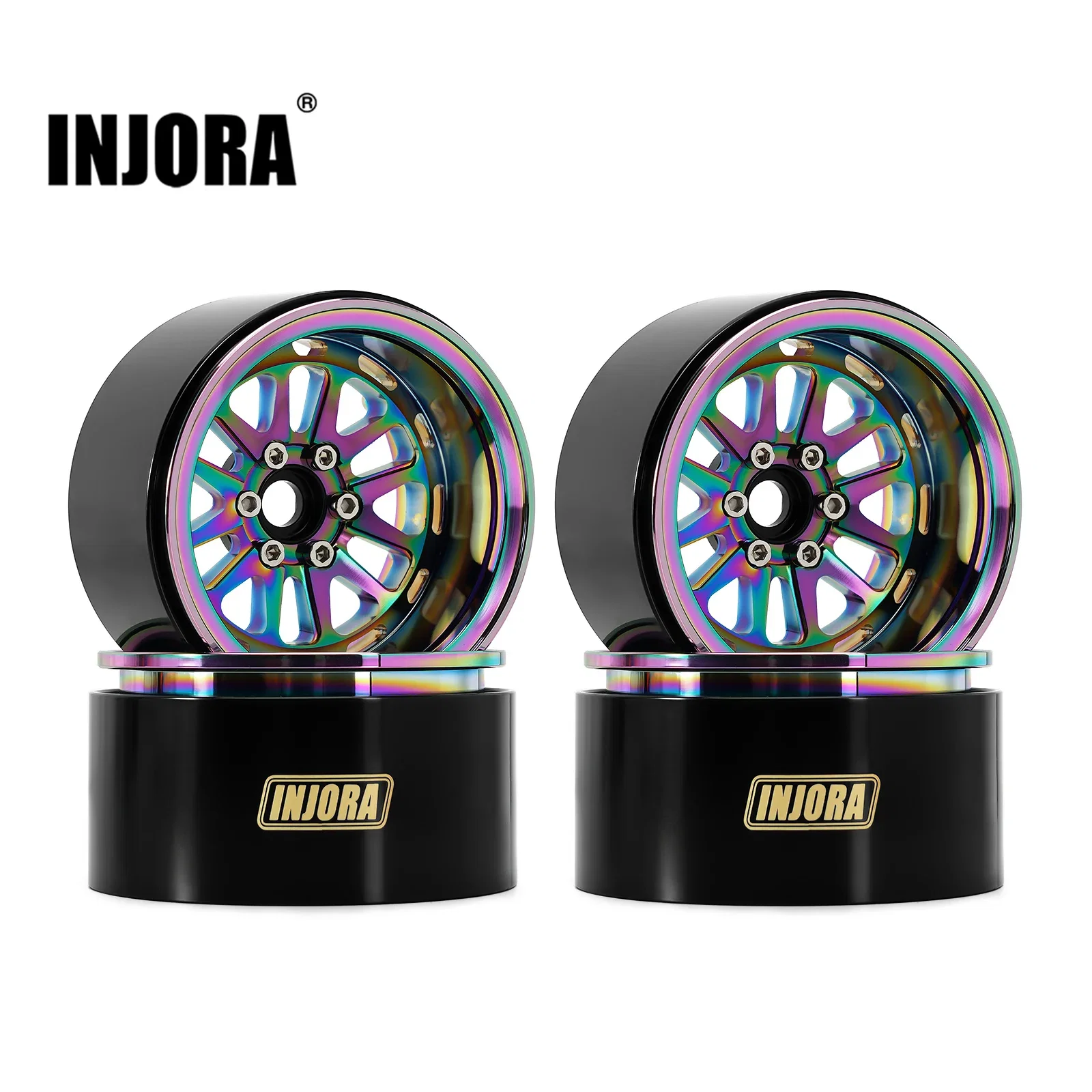 INJORA Brass & Aluminum 2.2" Beadlock Wheel Rim for 1/10 RC Crawler (205g) (-10mm Offset)
