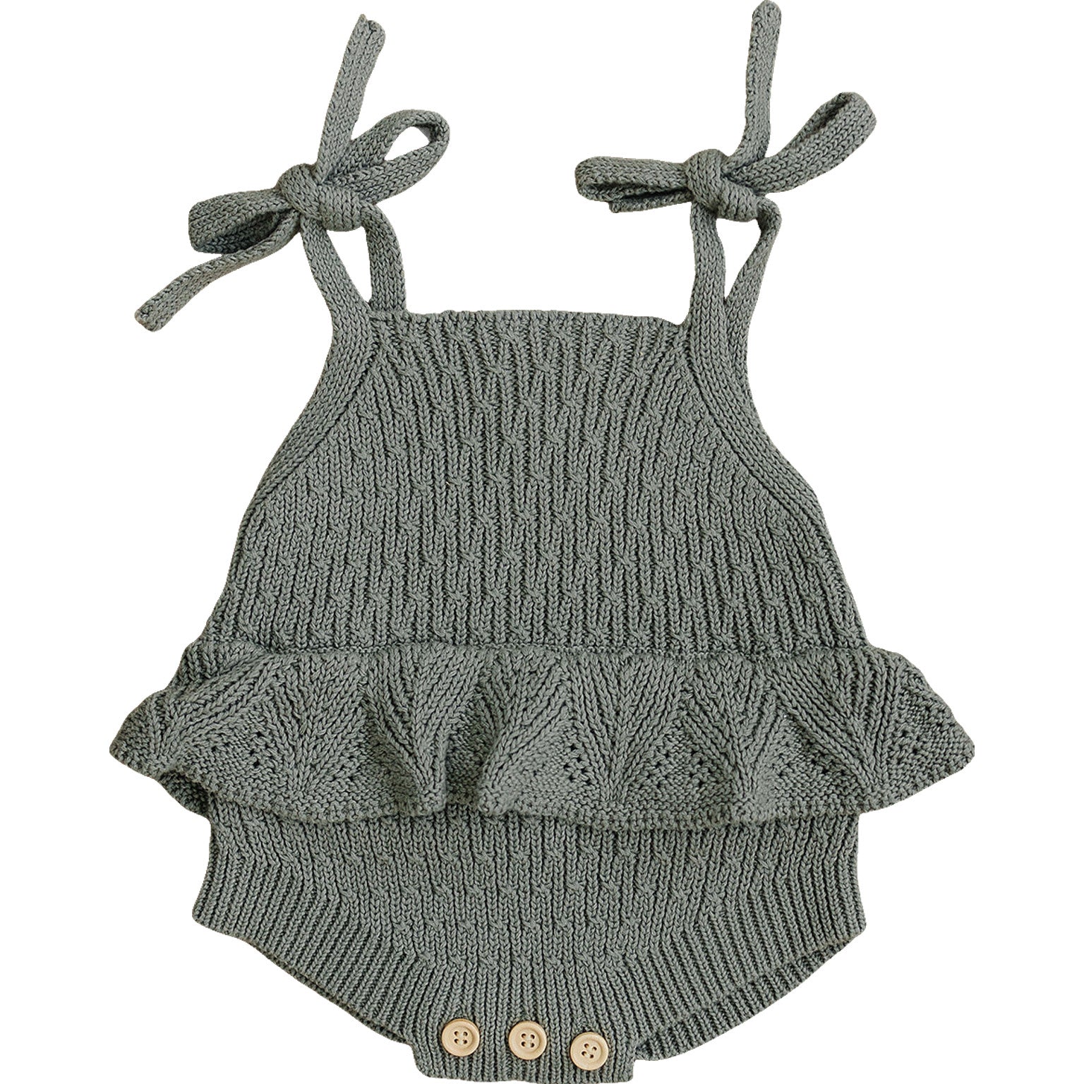 Sage Ruffle Knit Bubble Romper