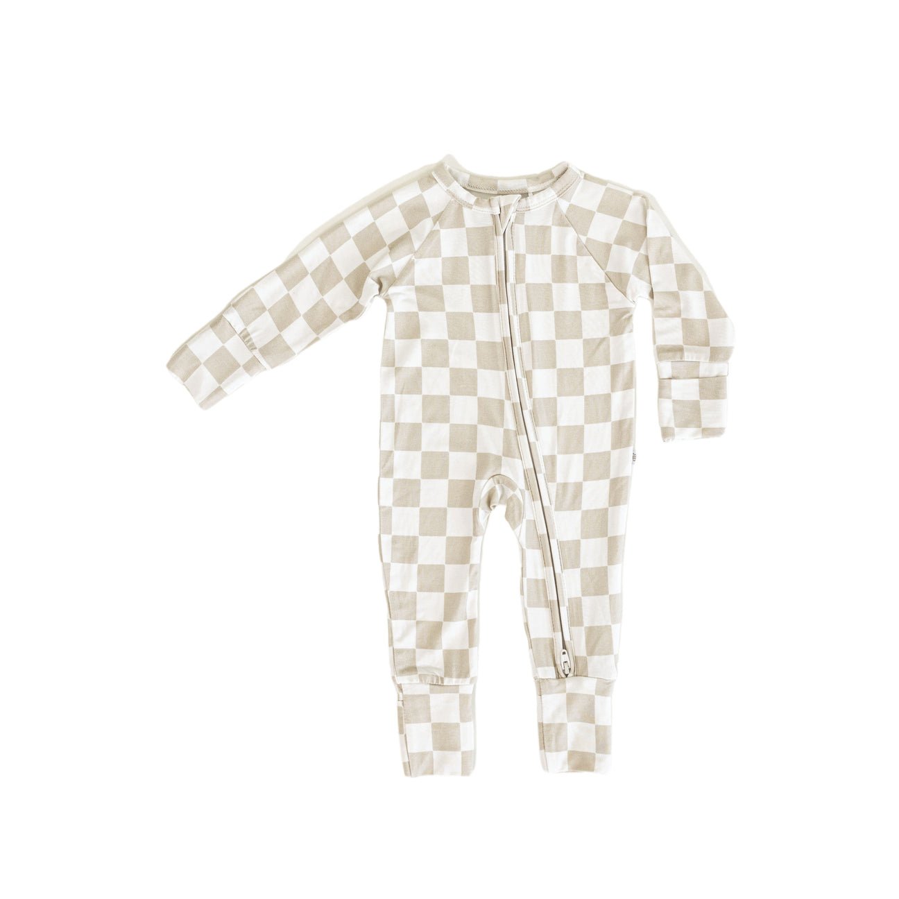 Tan Checker | Bamboo Zip Romper