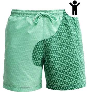 Sea Foam Green Geo Pattern Color Changing Kid Trunks