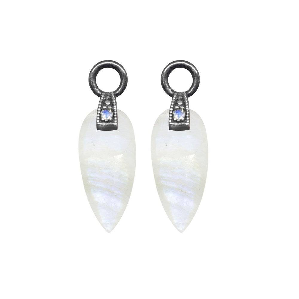 Angel Wings Moonstone Silver Earring Charms 15mm