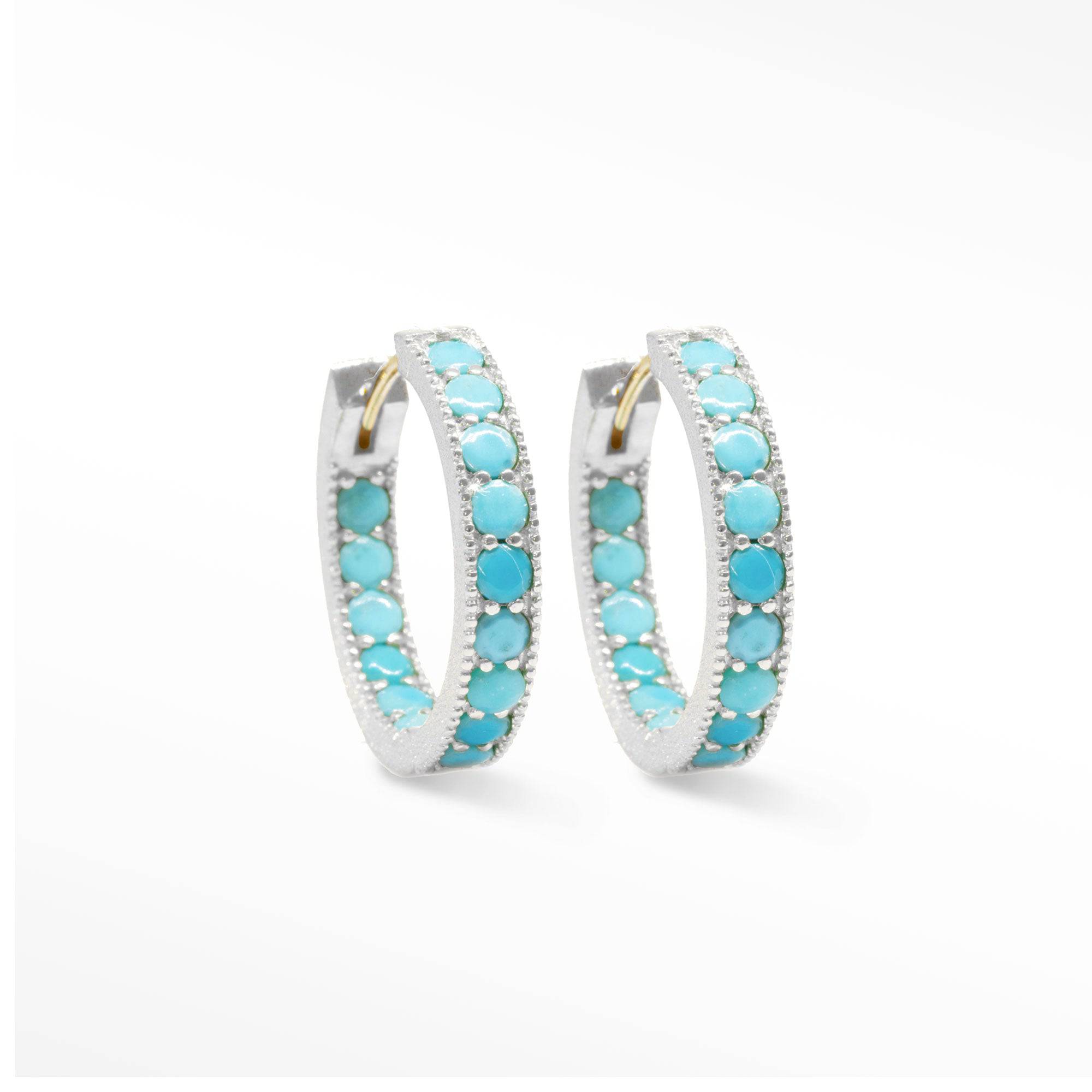 Gemma Arizona Turquoise Silver Hoop Earrings 20mm