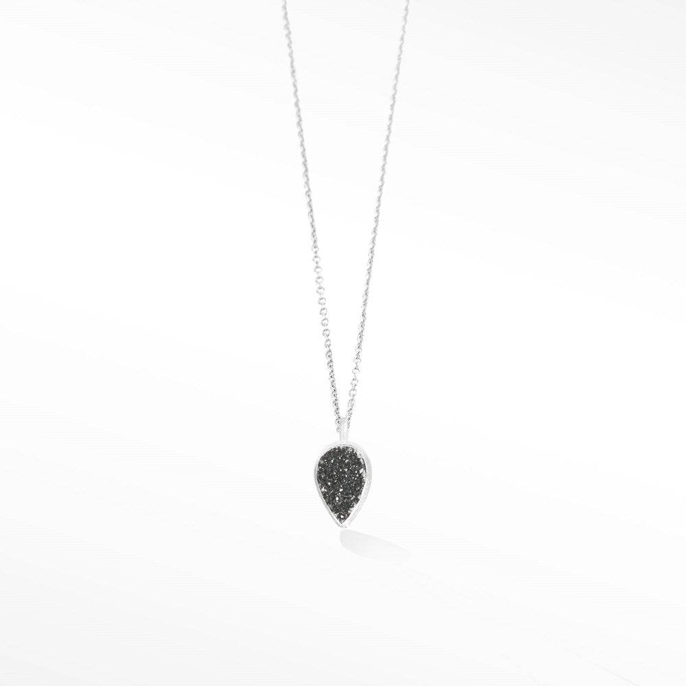 Adorn Petite Black Druzy Silver Necklace