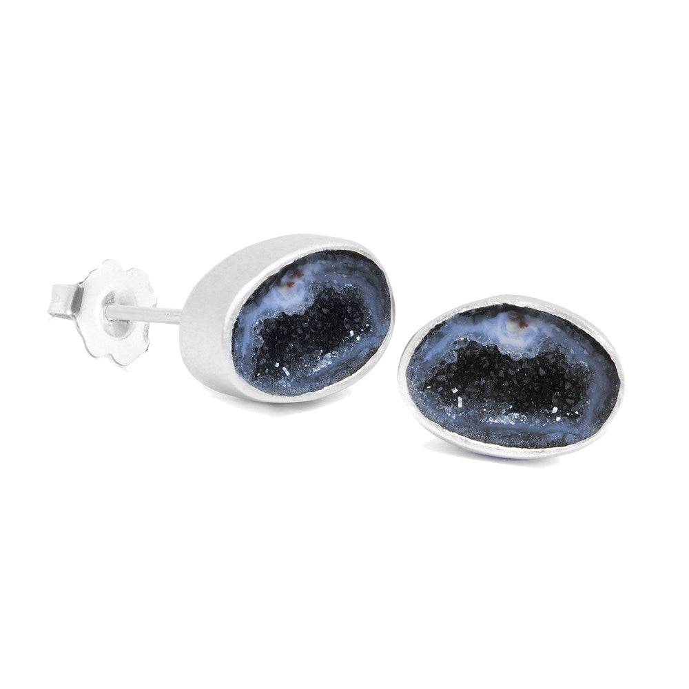 Adorn Petite Geode Silver Stud Earrings