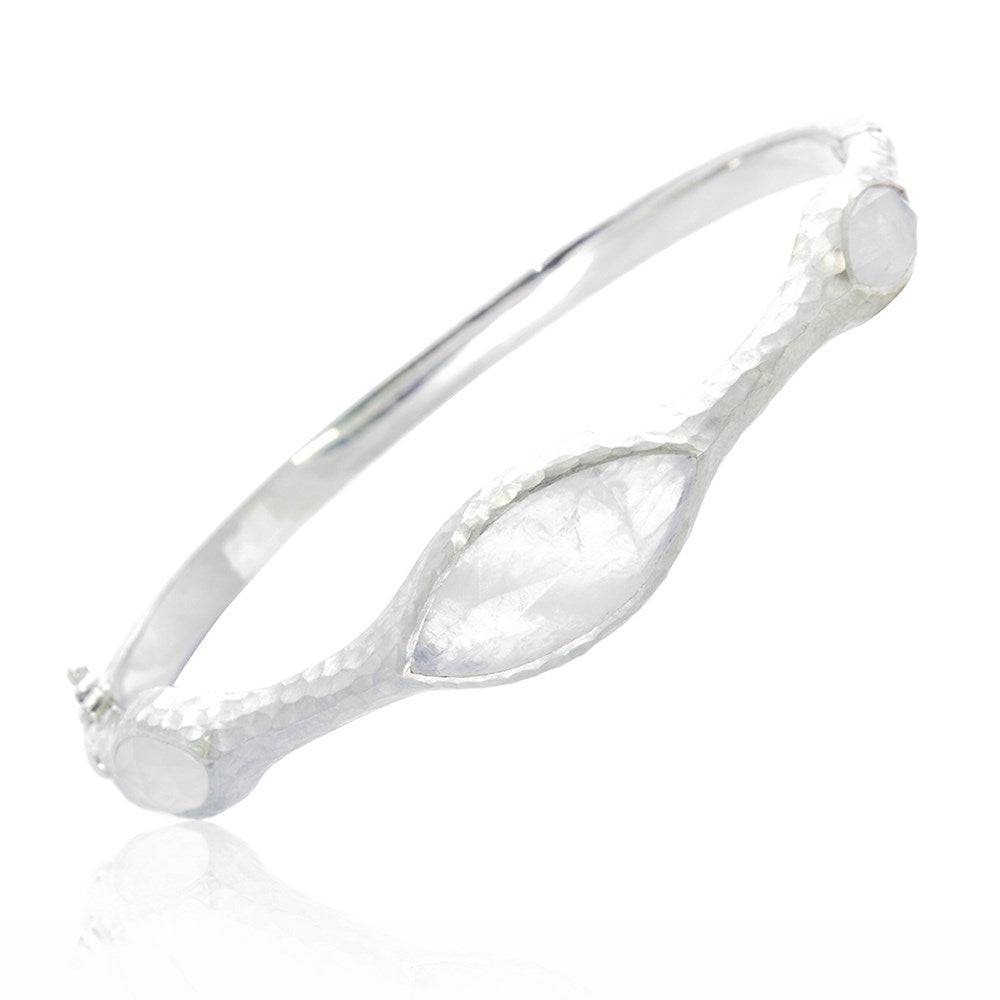 Marquise Moonstone Silver Bangle