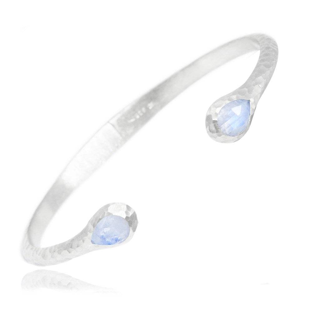 Petal Moonstone Silver Cuff