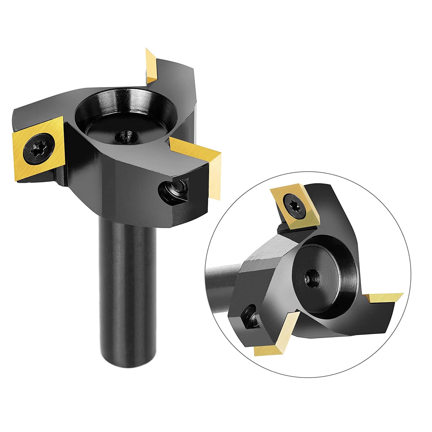 SpeTool W05002 CNC Spoilboard ATS Coated Insert Carbide 3 Wing, Surfacing, Planing, Flycutting & Slab Leveler 2" Diameter x 1/2" Shank Router Bit