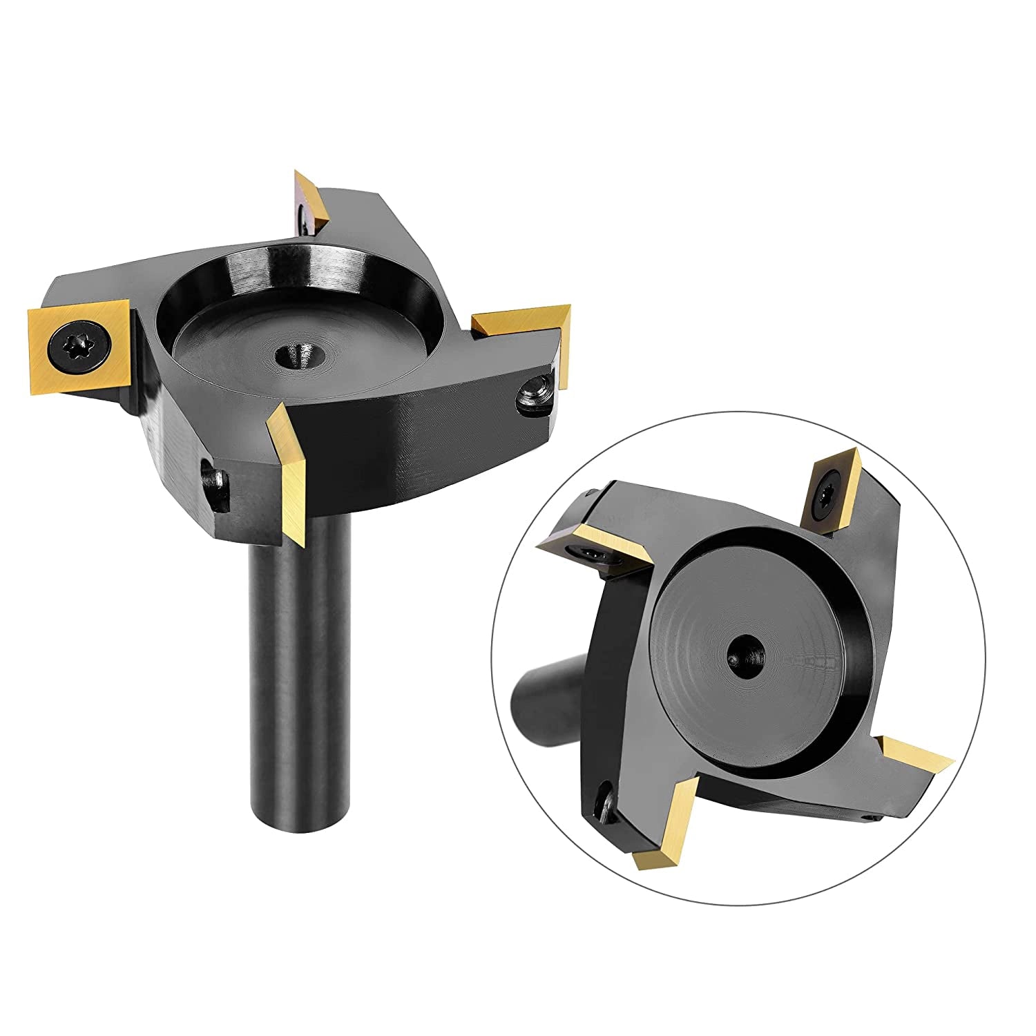SpeTool W05003 CNC Spoilboard ATS Coated Insert Carbide 4 Wing, Surfacing, Planing, Flycutting & Slab Leveler 2-1/2" Diameter x 1/2" Shank Router Bit