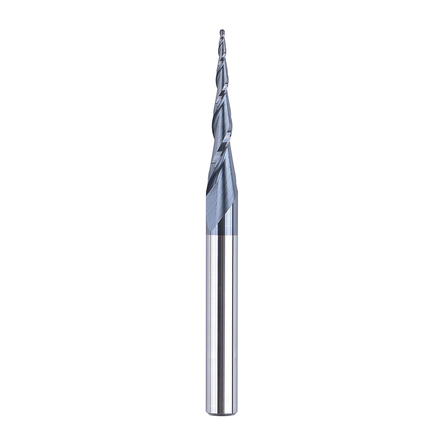 SpeTool W01006 CNC 2D and 3D Carving 4.82 Deg Tapered Angle Ball Nose 0.5mm Radius x 1/4" Shank x 1-1/4" Cutting Length x 3" Long 2 Flute SC TiAlN Coated Upcut Router Bit