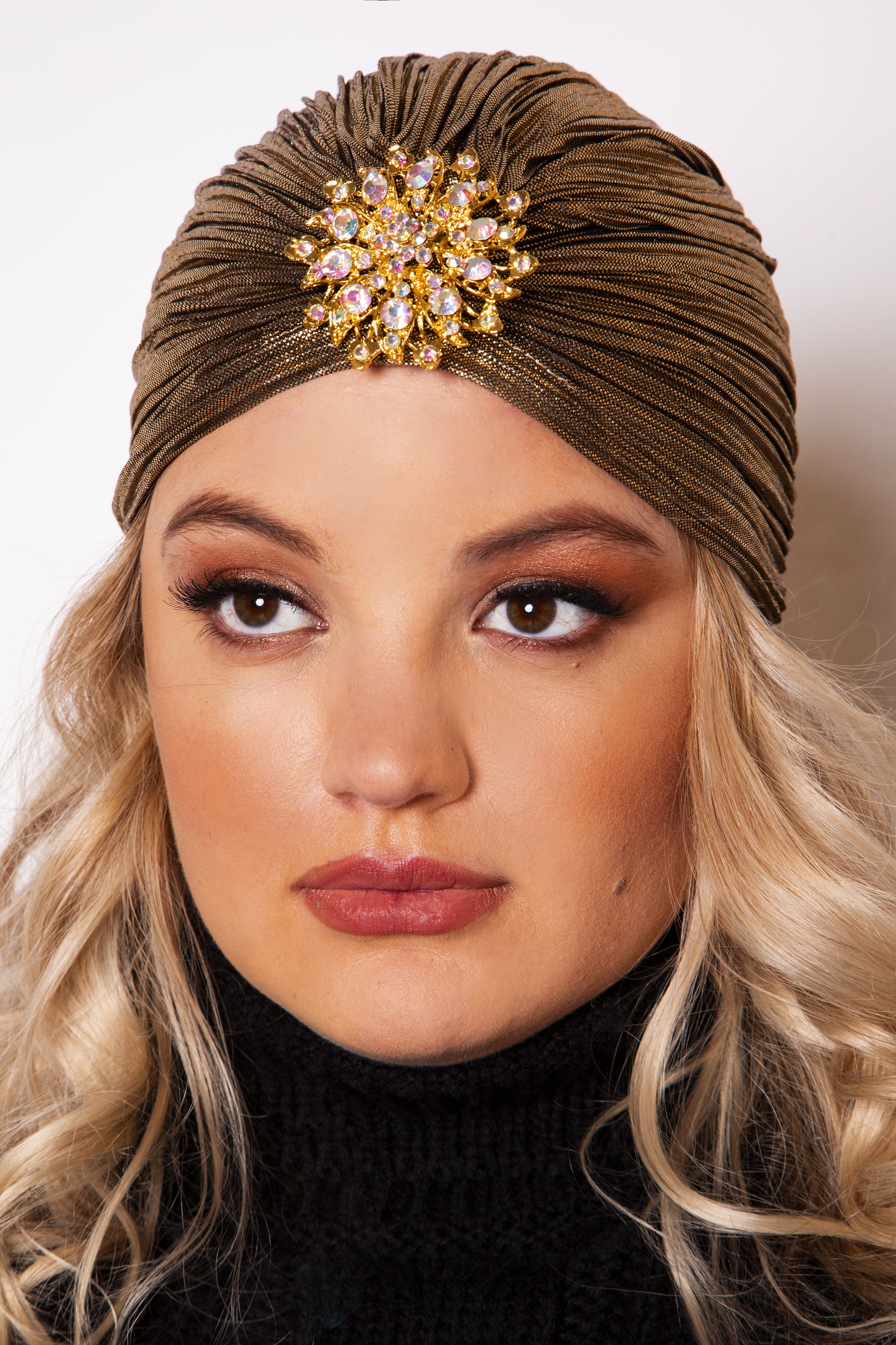 Jeweled Dark Gold Turban