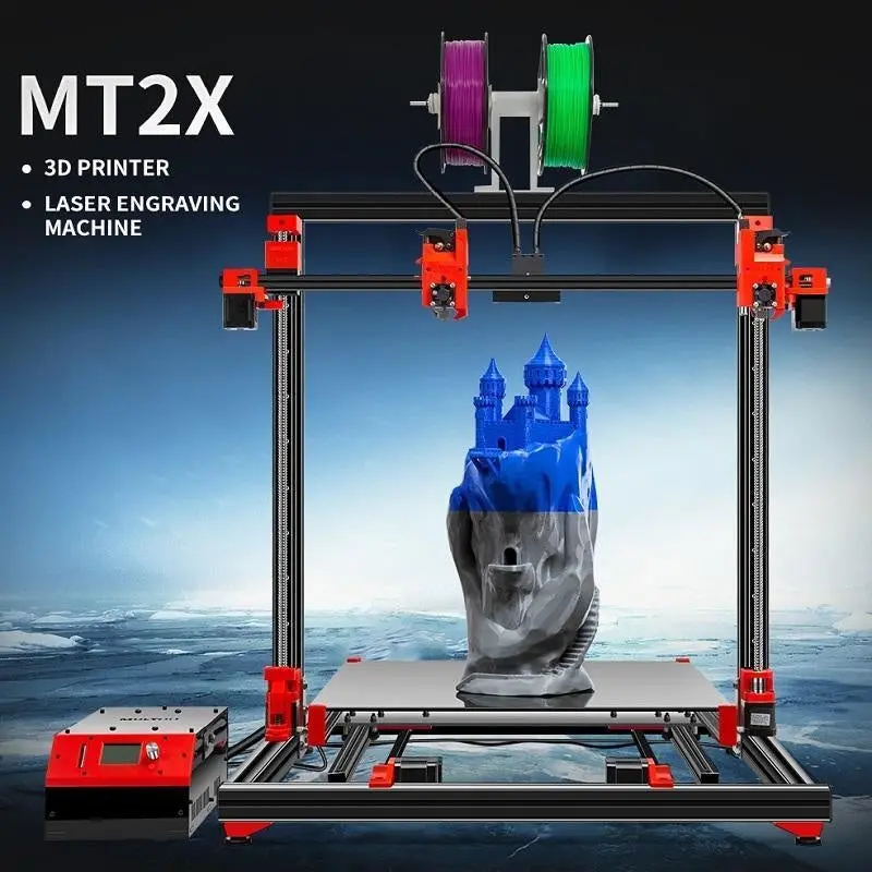 MULTOO 3D Printer MT2X Large Printing Size High Quality Precision  Ball screw Preciser Single Dual 3D Printer 500*500*500