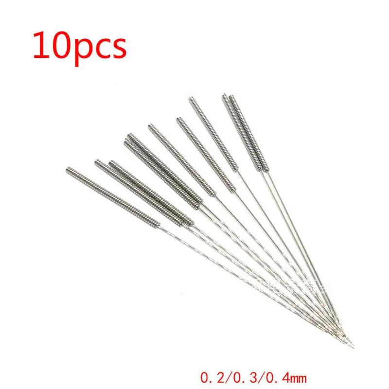 High quality 10pcs stainless steel 3D printer CNC accessories nozzle special cleaning drill needle 0.2/0.3/0.4mm