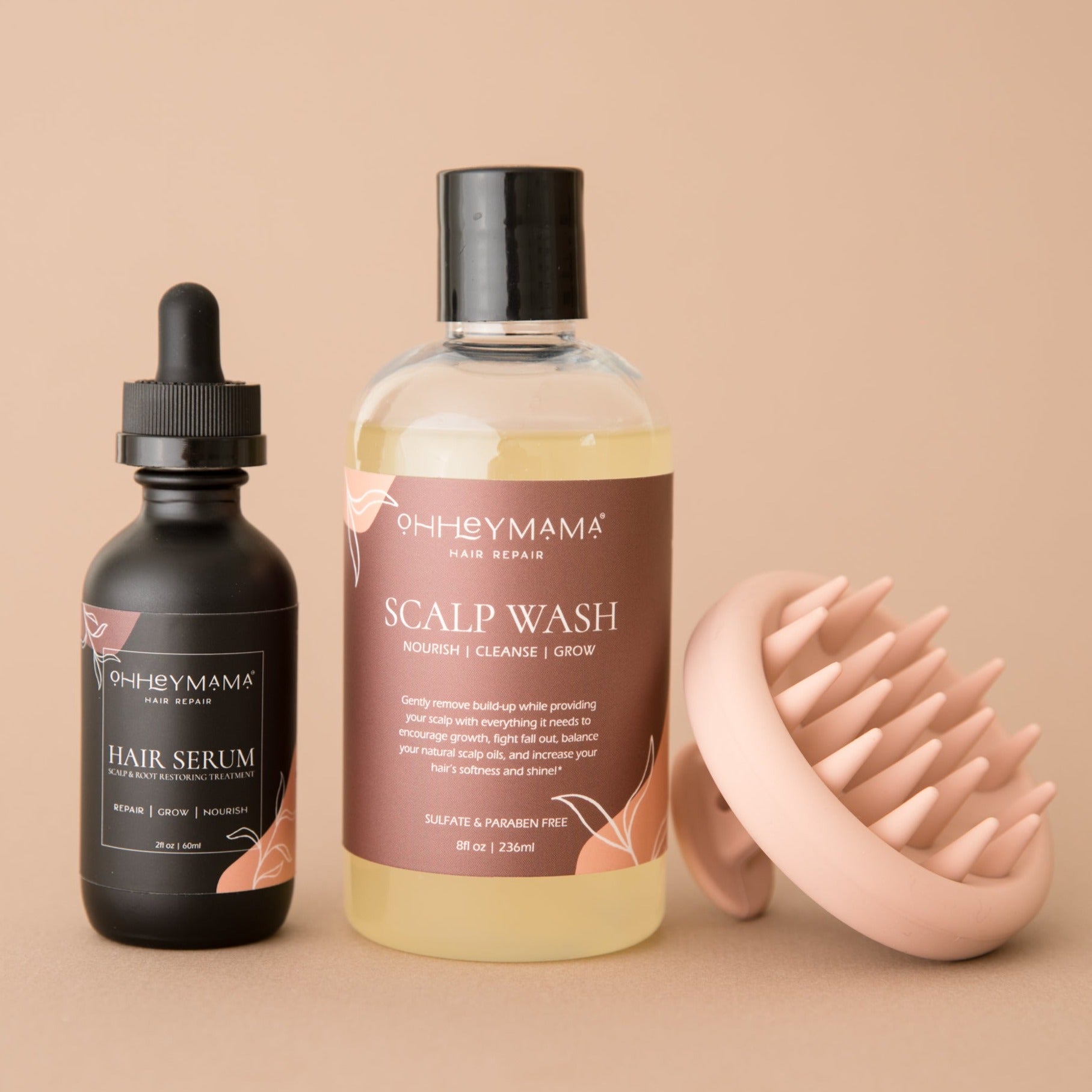 Hair Serum, Scalp Wash Shampoo and Massage Brush