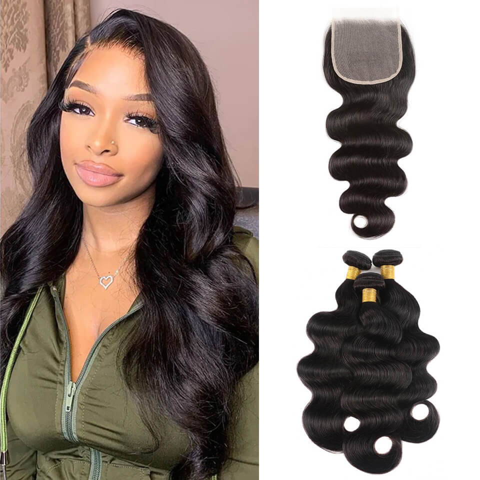 5x5 Melt HD Lace Closure with 3 Bundles of Human Hair Wefts Body Wave