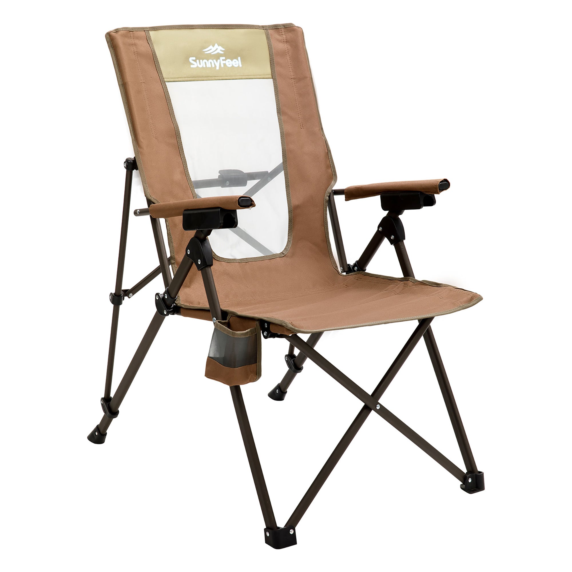 SunnyFeel™ Khaki Reclining Chair - 3-Position, 300 LBS, with Cup Holder