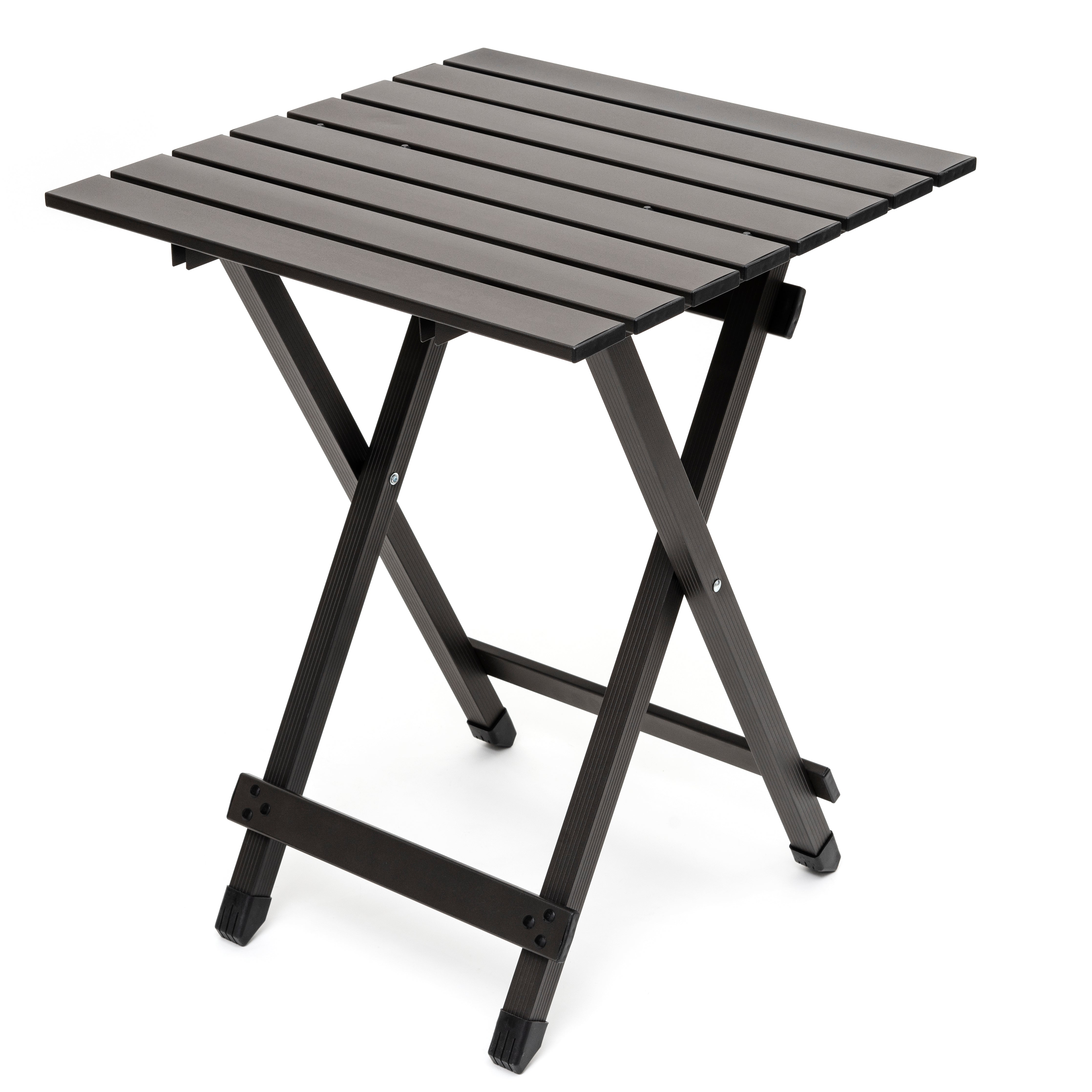 SunnyFeel™ Brown Camp Table - Aluminum, Portable, 18.5" x 18.5" x 24.5"