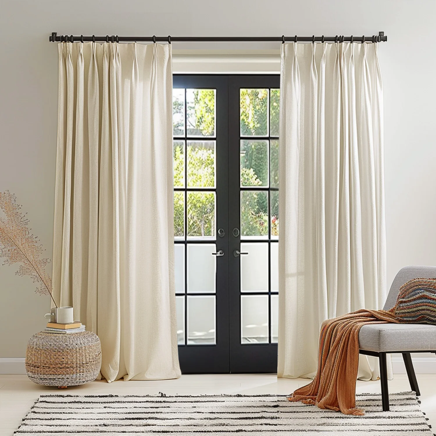 Sophia Custom Linen Blackout Curtains