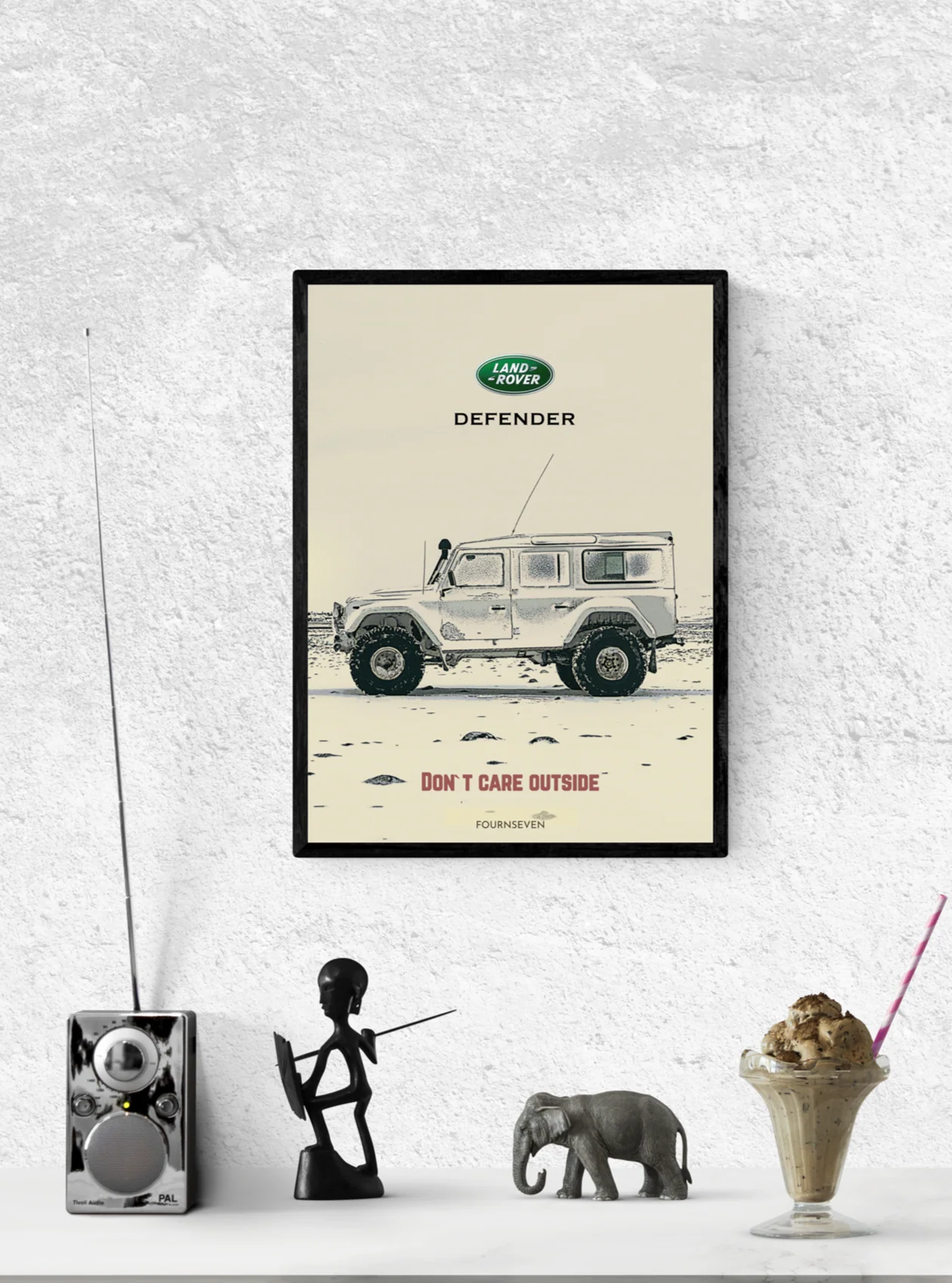 DON`T CARE OUTSIDE. Land Rover Defender poster.