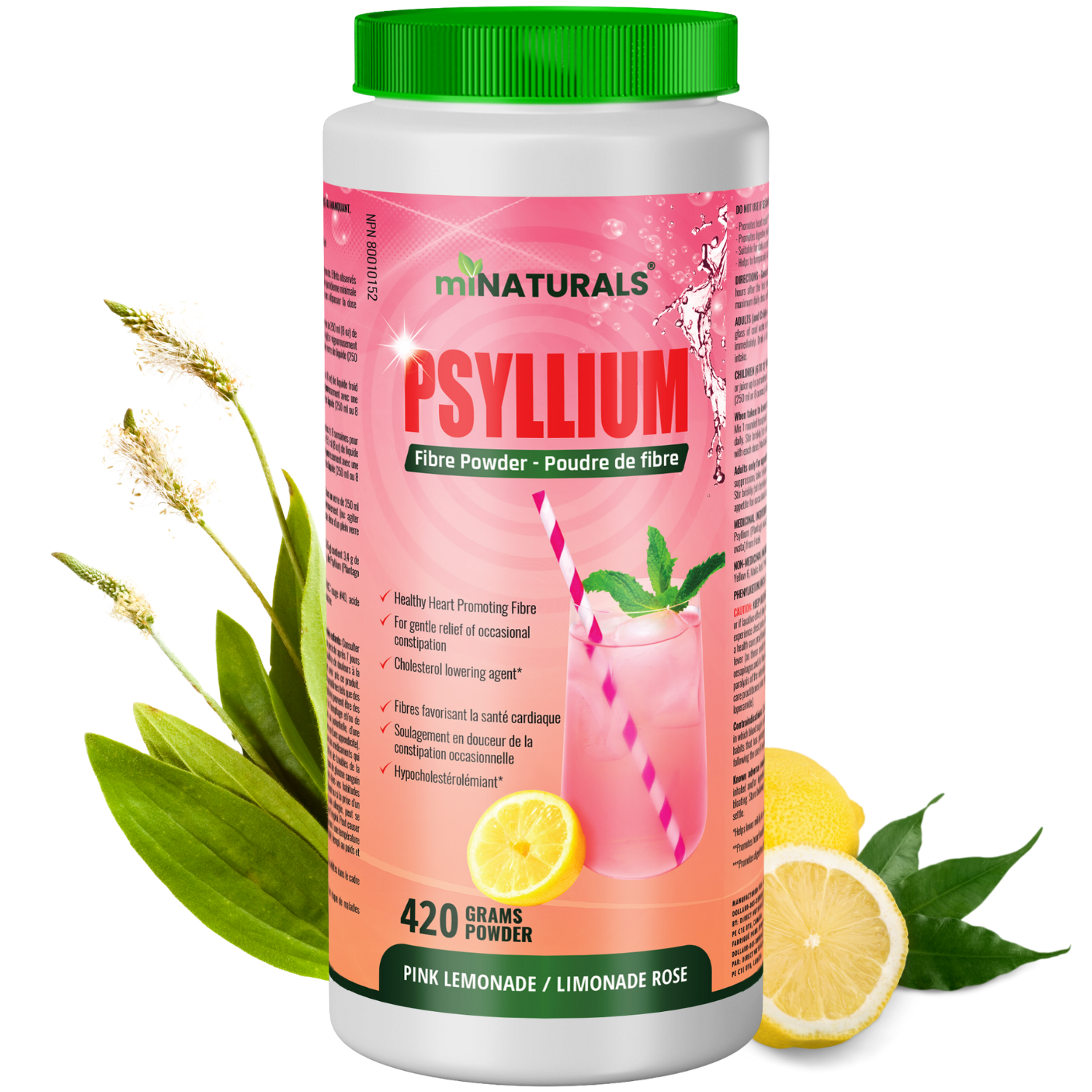 Psyllium Husk Powder, 420 g - Pink Lemonade