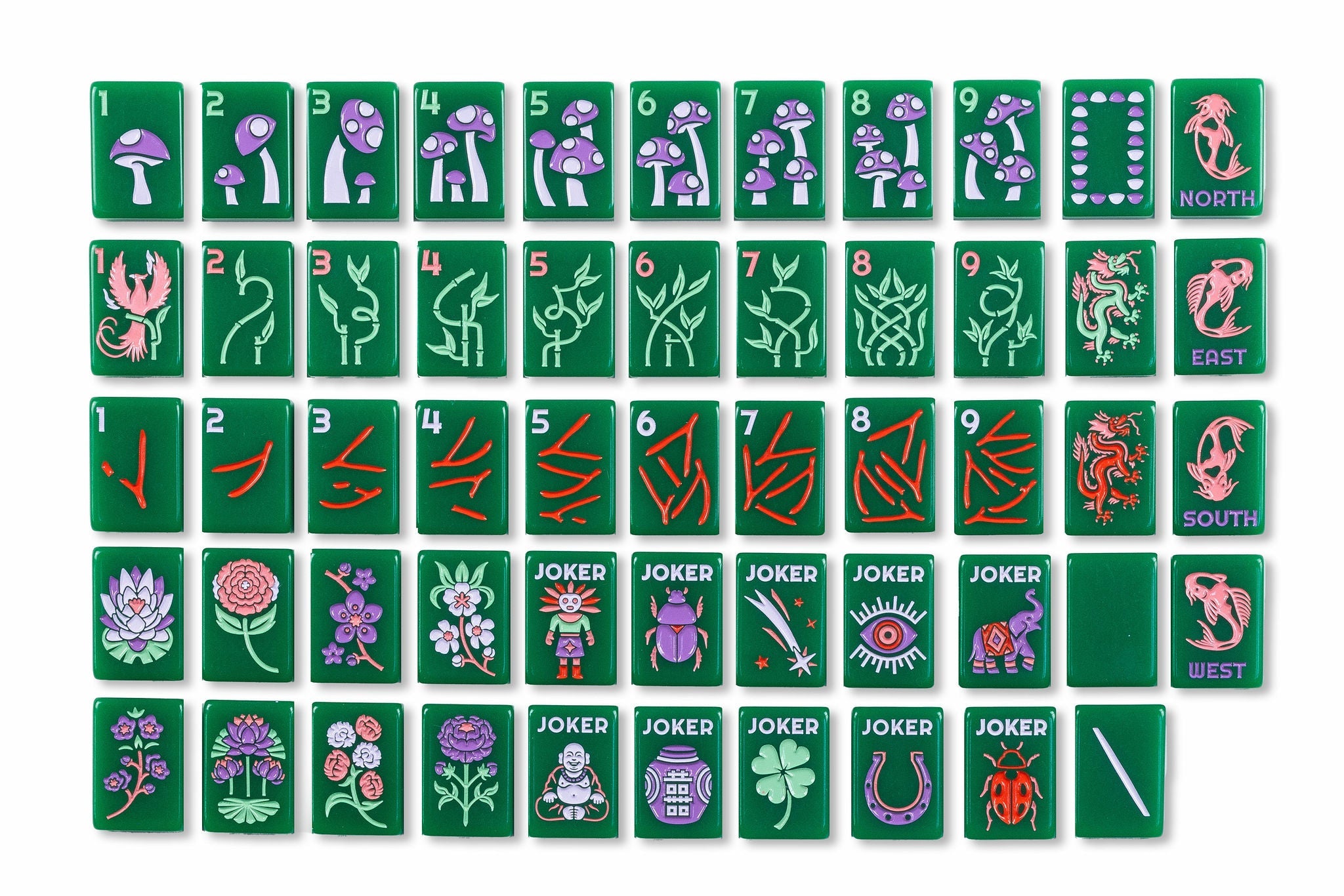 The Lucky Line: Jade Green Mahjong Tiles