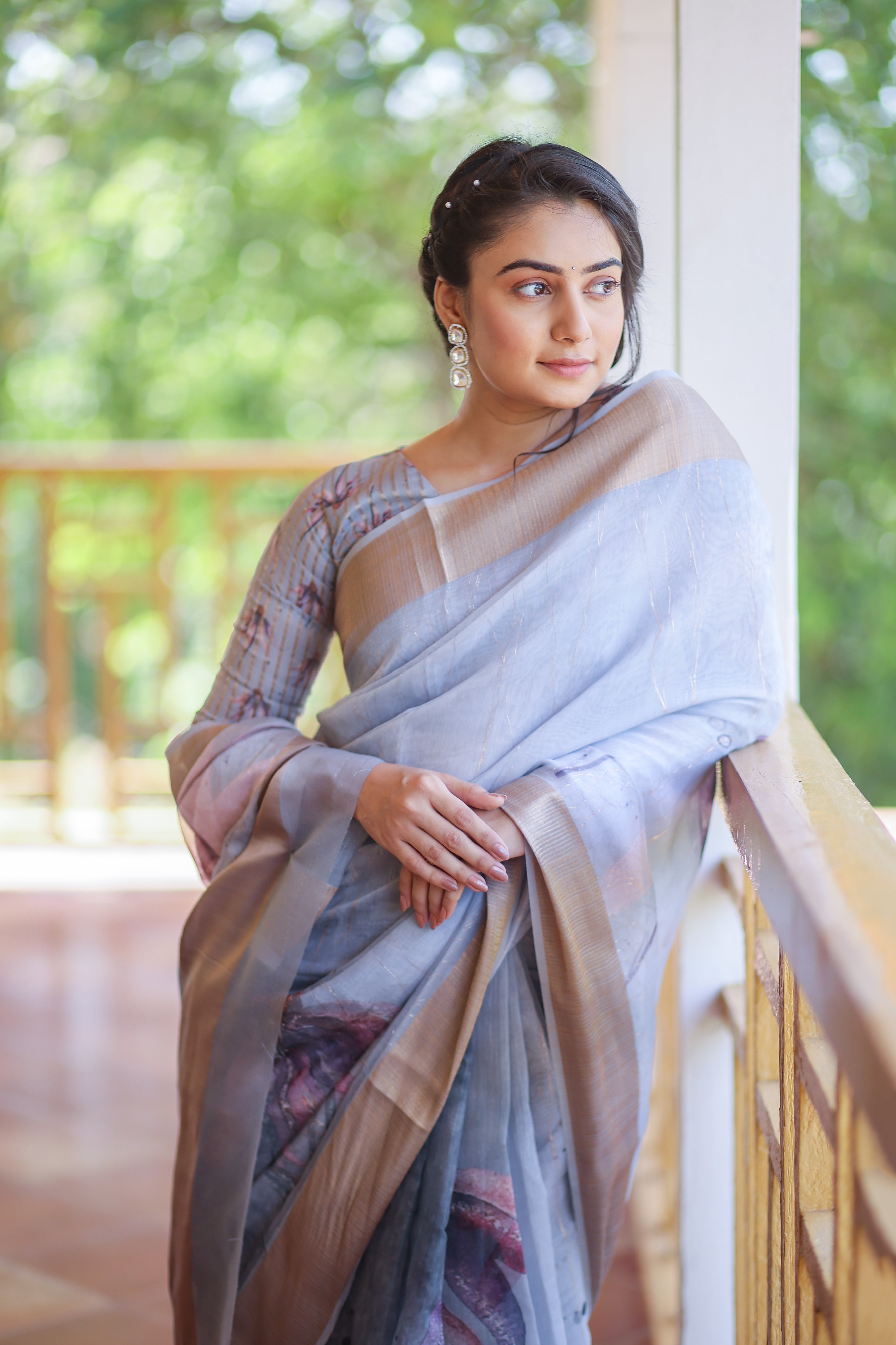 Super Rich Double Cloth Organza Saree - Light Grey