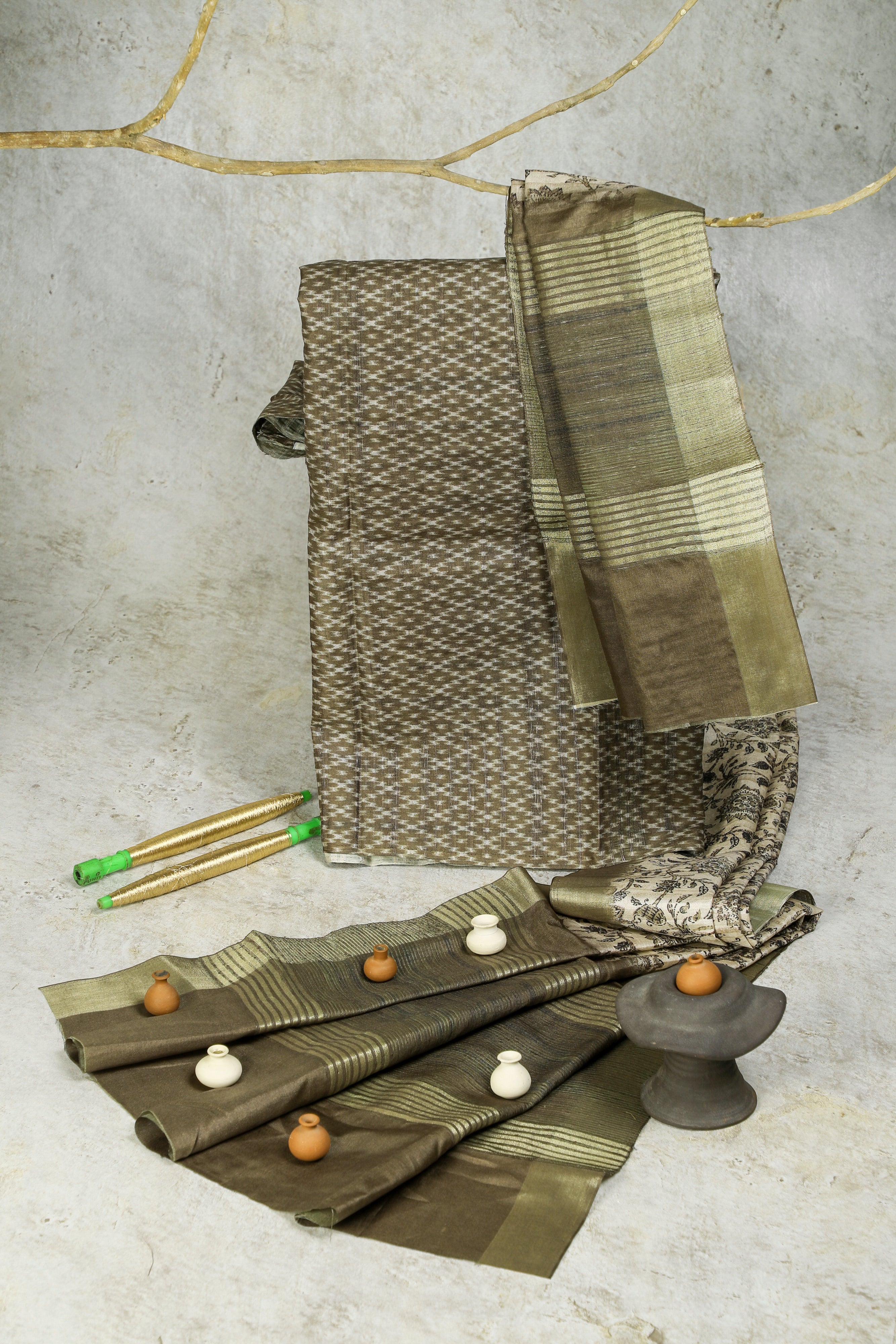 Olive Green - Handloom Chapa 2 piece Set