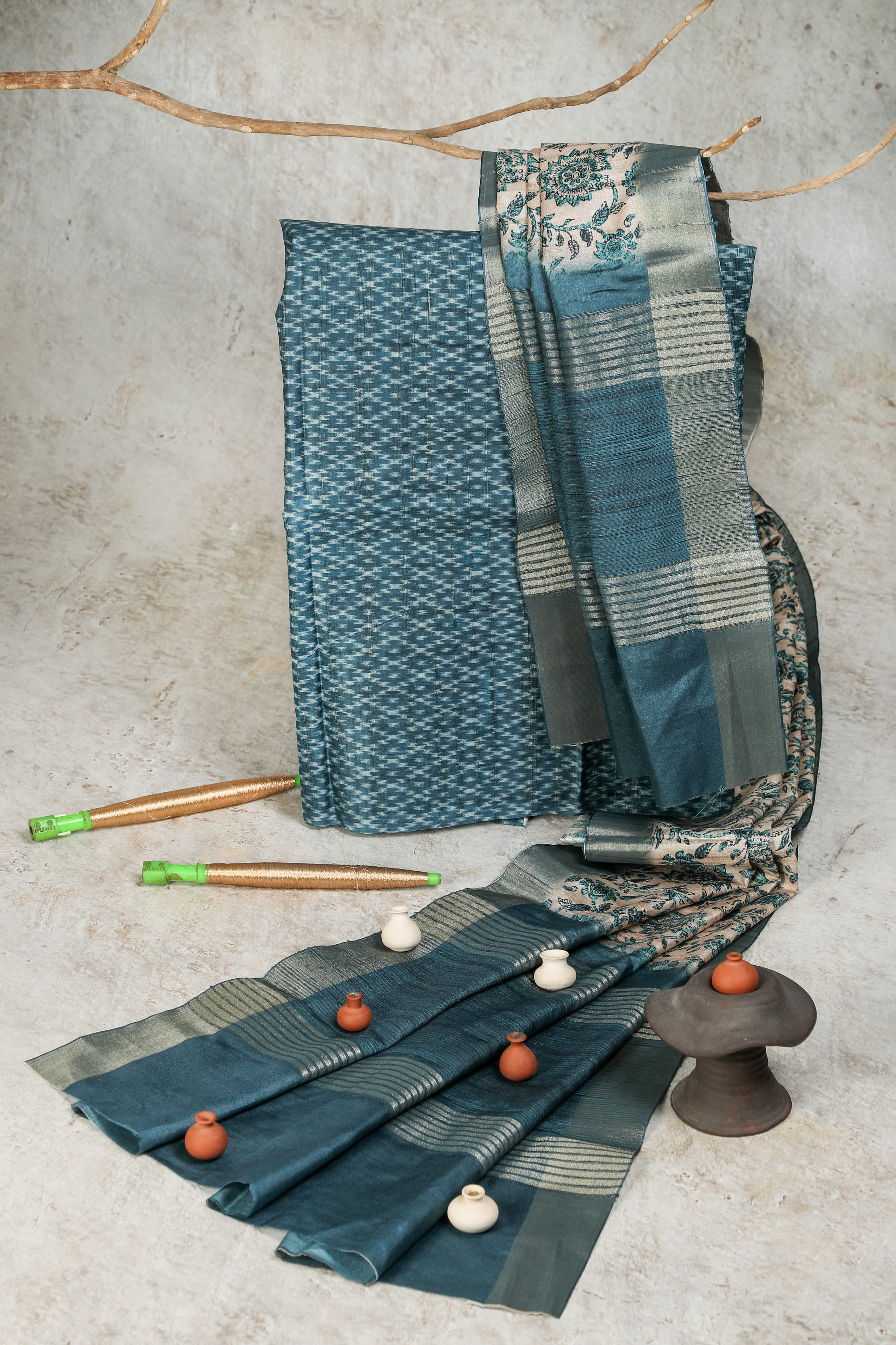 Luxuriously Rich Blue - Handloom Chapa 2 piece Set